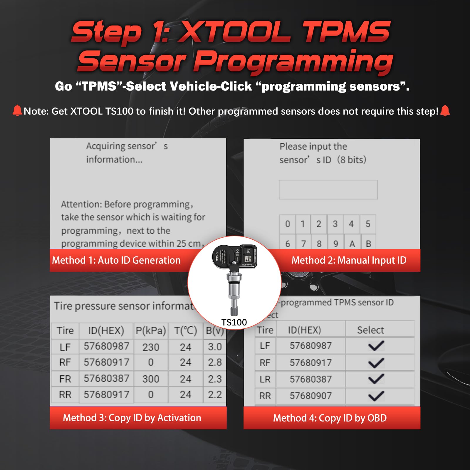 XTOOL TP150 TPMS Programming Tool, Universal TPMS Relearn/Reset/Activate Tool, Tire Sensor Programmer for XTOOL TS100 Only, Tire Pressure Monitor System Diagnostics Tool