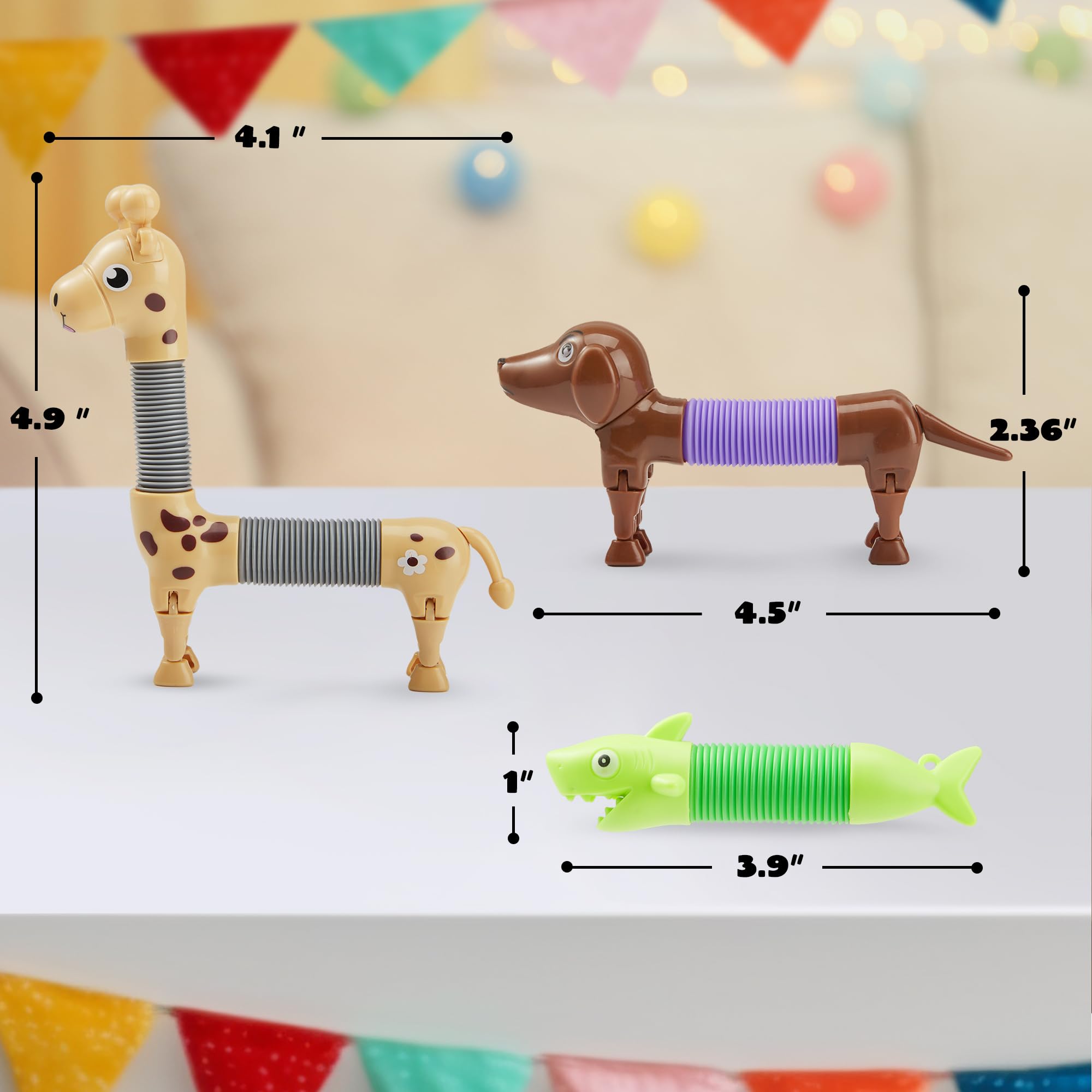 JOYIN Animal Pop Tubes Fidget Toys, 8 Pack Sensory Toys for Toddlers 2-3 Party Favors for Kids 4-8 8-12 Birthday Gifts Party, Classroom, School Reward,Goodie Bags Stuffers for Kids