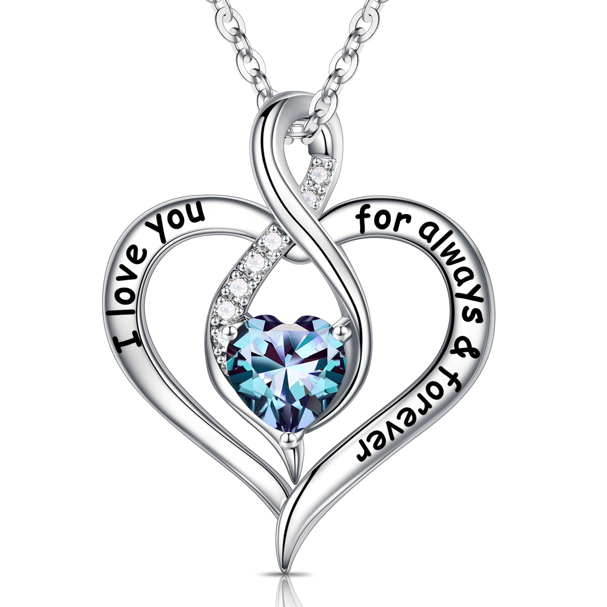 Ursilver Love Heart Alexandrite Birthstone Necklace - S925 Sterling Silver Birthstone Necklace June Birthstone Necklace Mothers Day Gifts Christmas Gifts Jewelry Gifts for Women Mom Wife Grandma