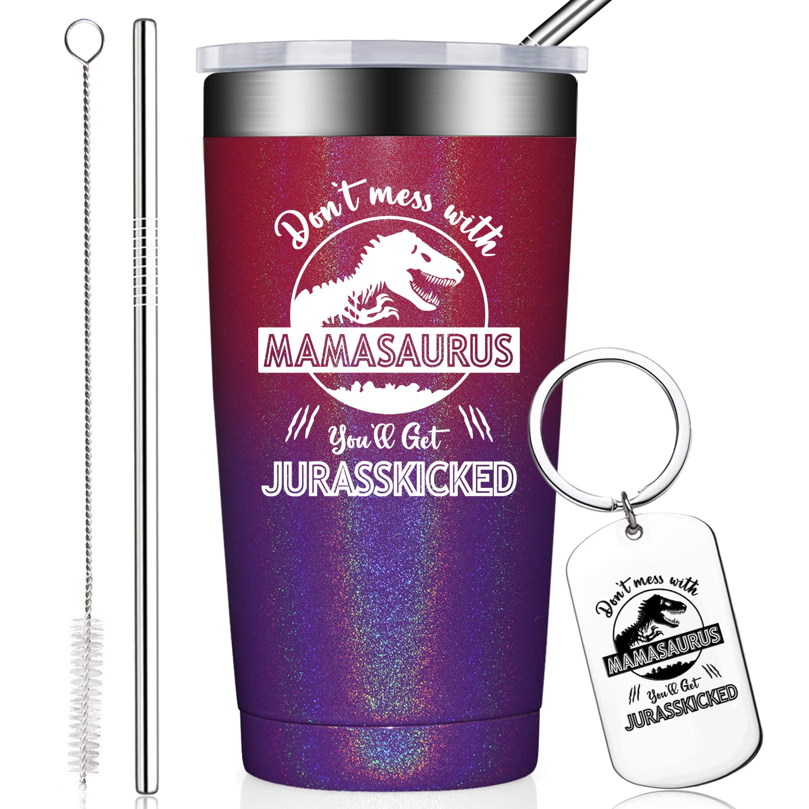 BIRGILT Mothers Day Gifts for Mom - Mom Christmas Gifts from Daughter - Best Gift for Mom Who Has Everything - 20oz Mamasaurus Tumbler