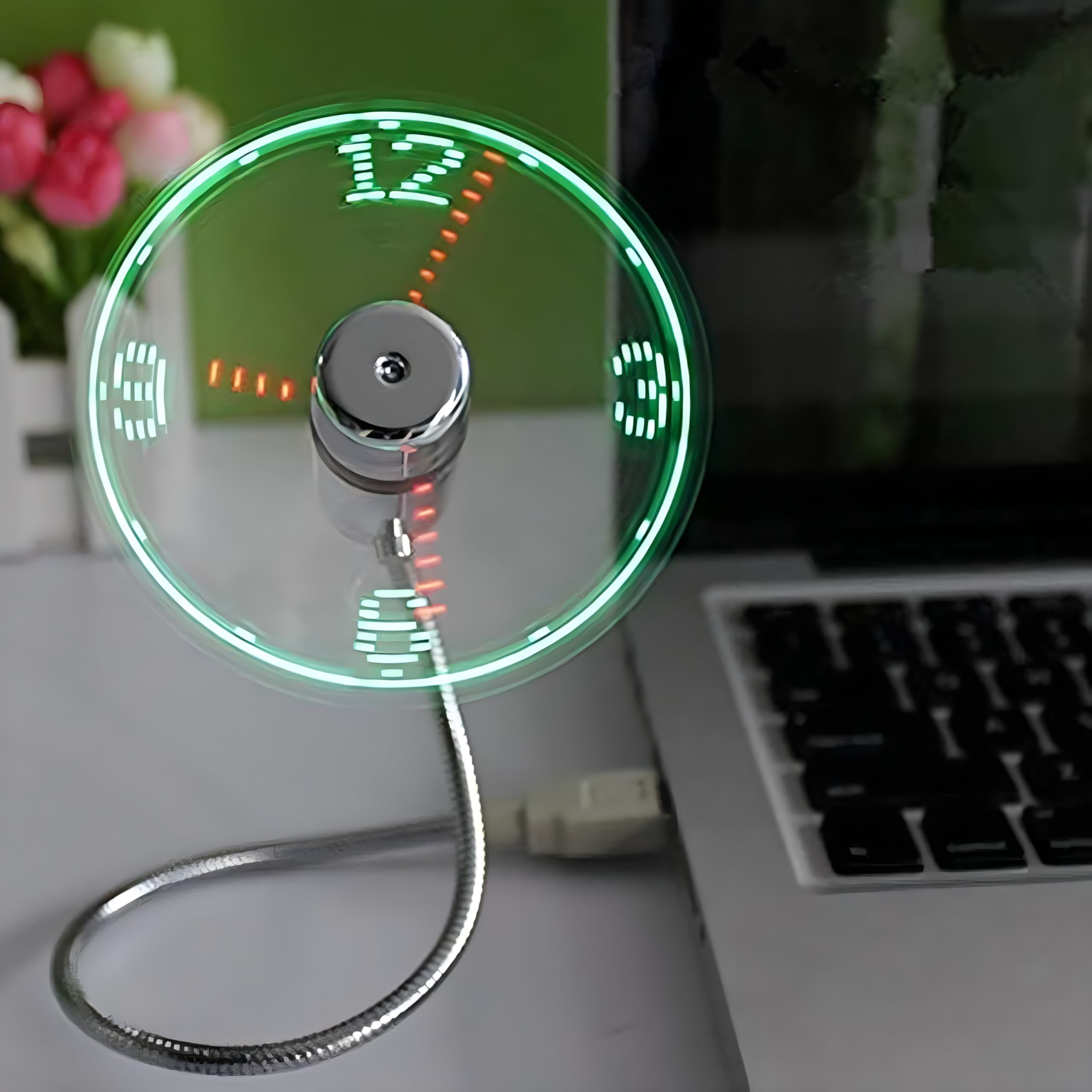 ONXE LED USB Clock Fan with Real Time Display Function,Stocking Stuffers for Men Christmas Gadgets,1 Year Warranty