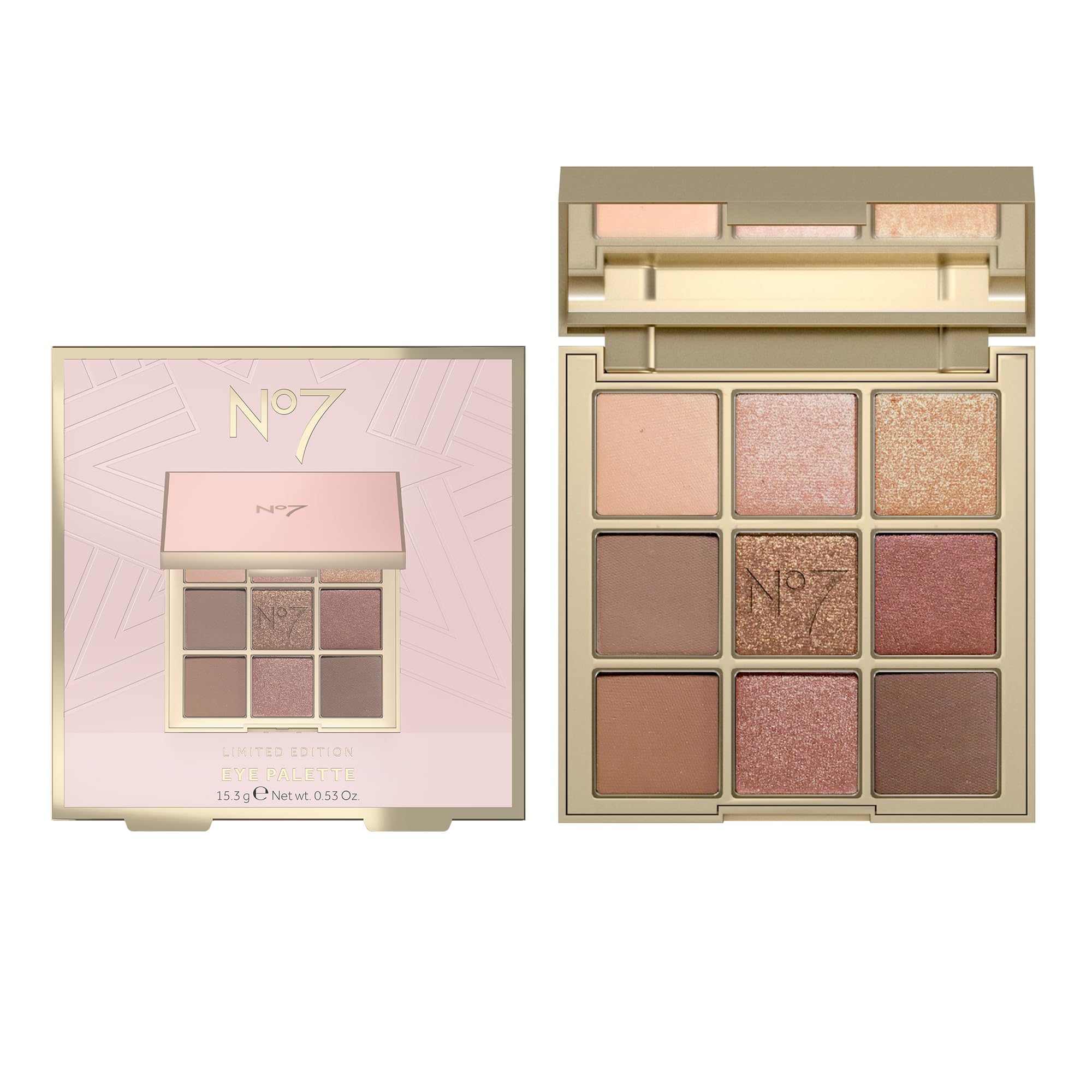 No7 Eye Palette Limited Edition - Tinted Eyeshadow Makeup Palette - 9 Shimmery Shades for Festive Holiday Looks (15.3g / 0.53oz)