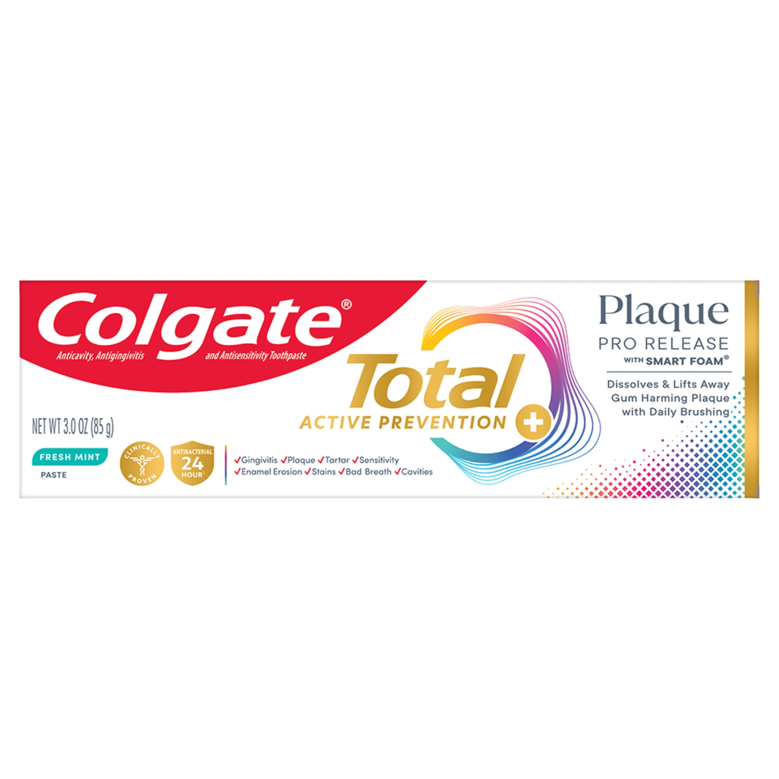 Colgate Total Plaque Pro Release Fresh Mint Toothpaste, 1 Pack, 3.0 Oz Tube