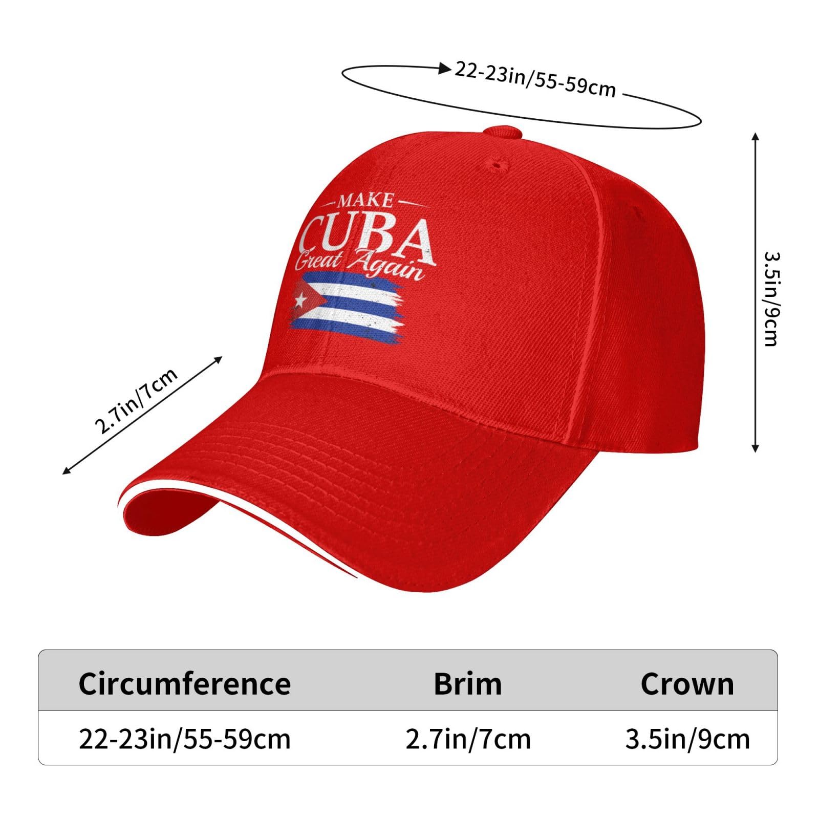 nopicsn Make Cuba Great Again Cap Adjustable Baseball Cap Sport Fashion Comfortable for Men Women Red