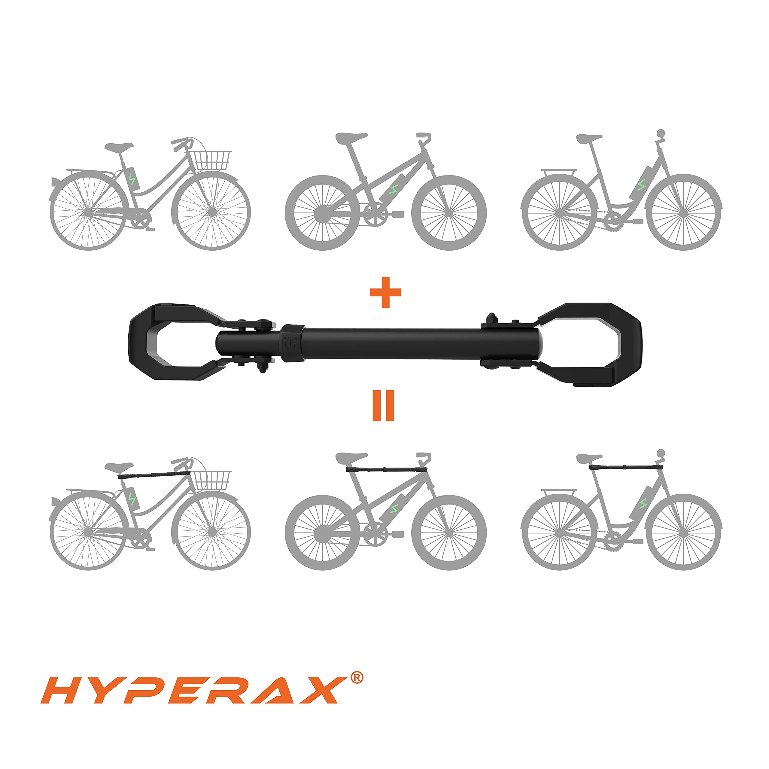 Hyperax Adapter Fits Up to 70lbs for E Bike Hitch Platform Rack, Perfect for LECTRIC, RAD Power, AVENTON, and Other Step Thru or Folding E Bikes.