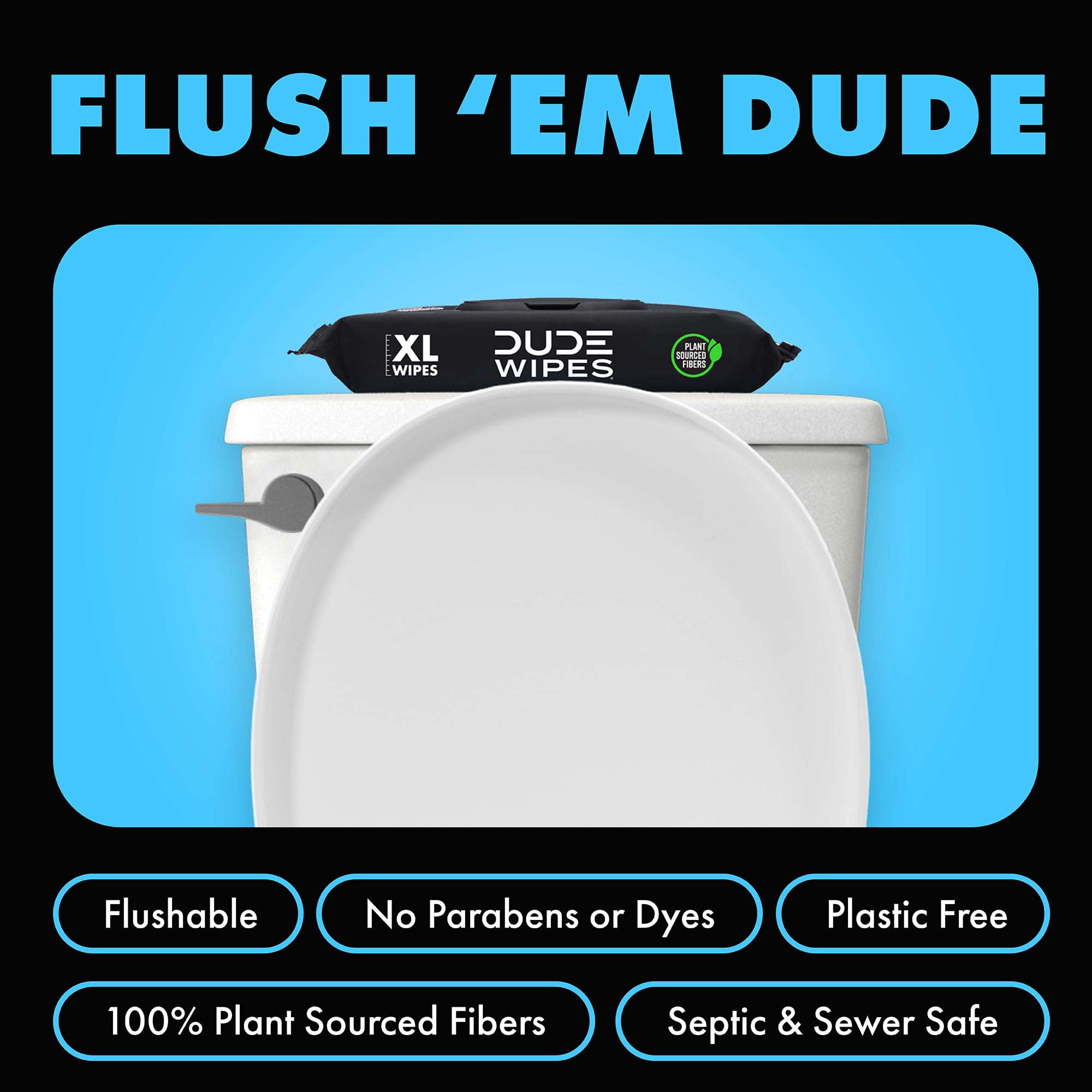 DUDE Wipes - Flushable Wipes - 3 Pack, 144 Wipes - Unscented Extra-Large Adult Wet Wipes - Vitamin-E & Aloe - Septic and Sewer Safe