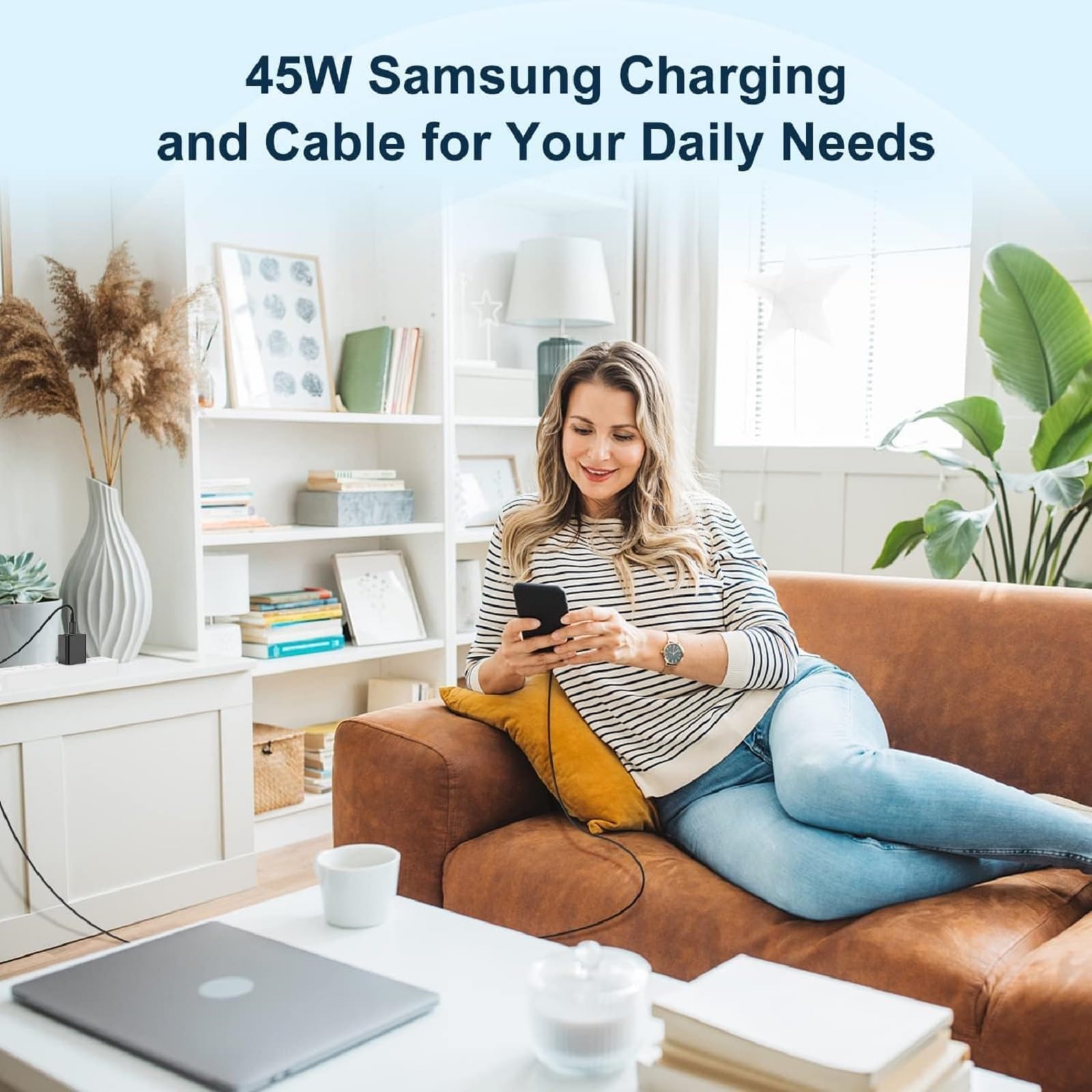 Samsung Charger Super Fast Charging 45W USB C Charger 6FT Super Fast Charger for Samsung Galaxy S24 S23 S22 S21 Ultra Plus FE Galaxy Tab S9 ZFold6 Z Flip6 Note20 A55 A15 i Phone 16/15 Google Pixel 9/8