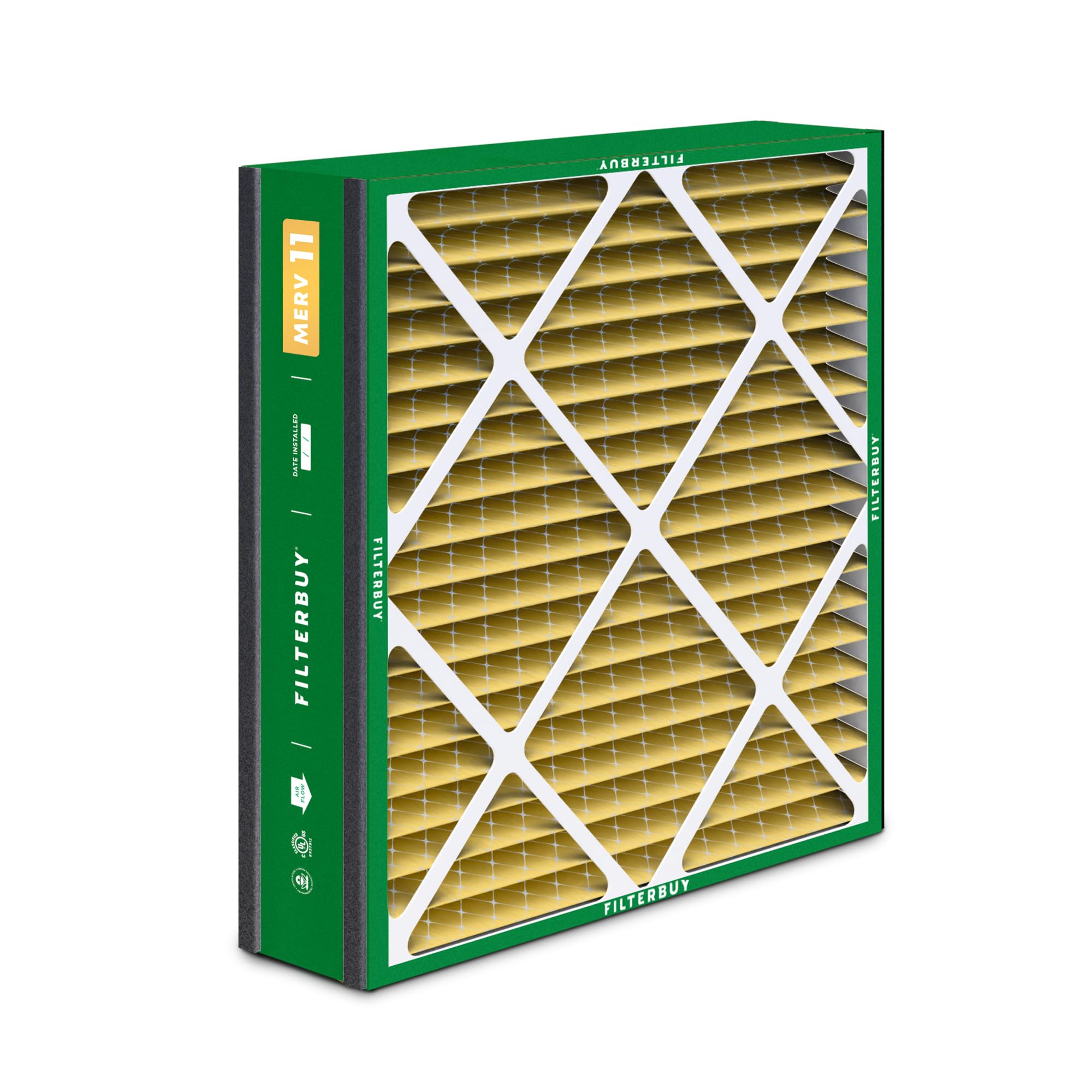 Filterbuy 20x25x5 Air Filter MERV 11 Allergen Defense (2-Pack), Pleated HVAC AC Furnace Air Filters for Trion Air Bear, Generalaire, Skuttle, and More (Actual Size: 19.63 x 24.13 x 4.88 Inches)