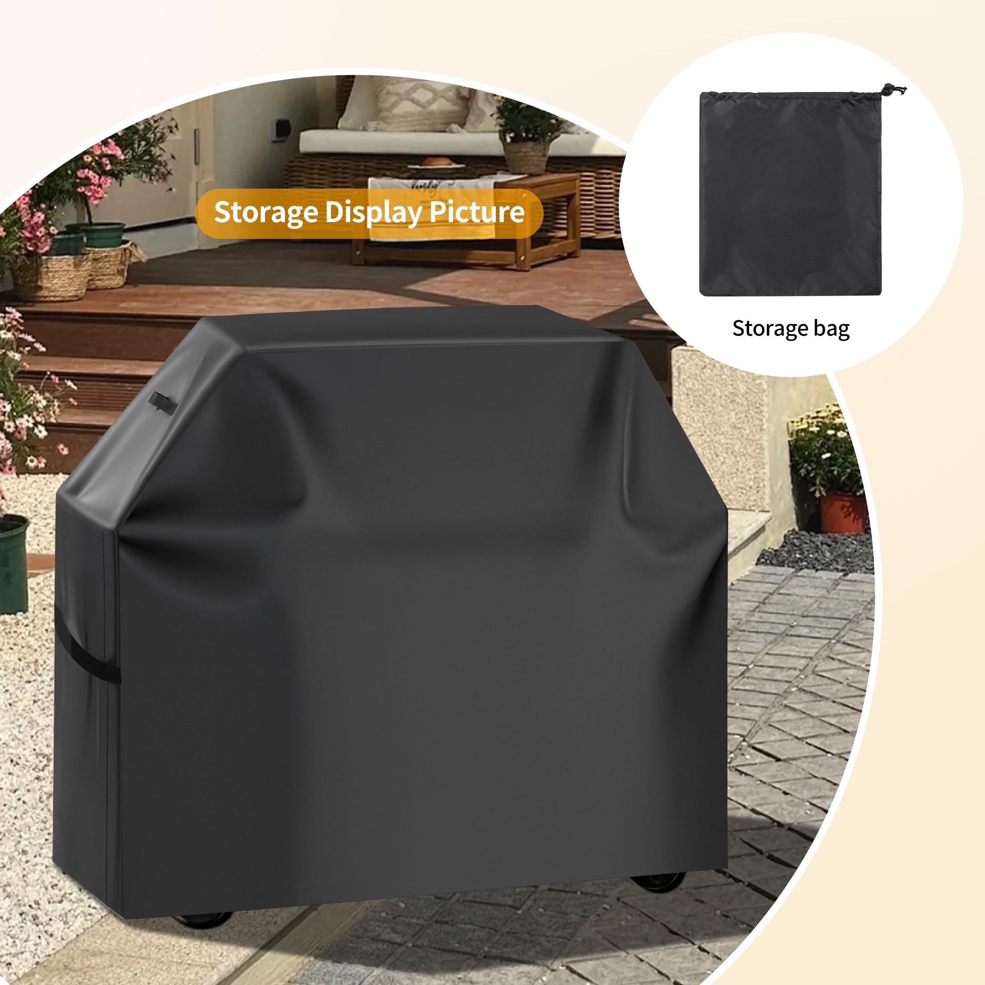 Premium Grill Cover 58 Inch - 420D Heavy Duty Oxford Fabric BBQ Cover with Double Stitching, Waterproof Windproof UV Resistant for Weber Grills，Black