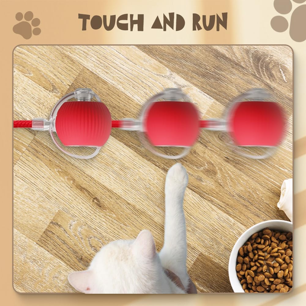 Interactive Rolling Dog Ball, 2024 New Self Rolling Dog Ball Interactive Cat Toys Automatic Cat Toy Self Moving Dog Toys, 360° Smart Automatic Rolling Ball Toy Electric Dog Balls for Dog/Cat (Red)