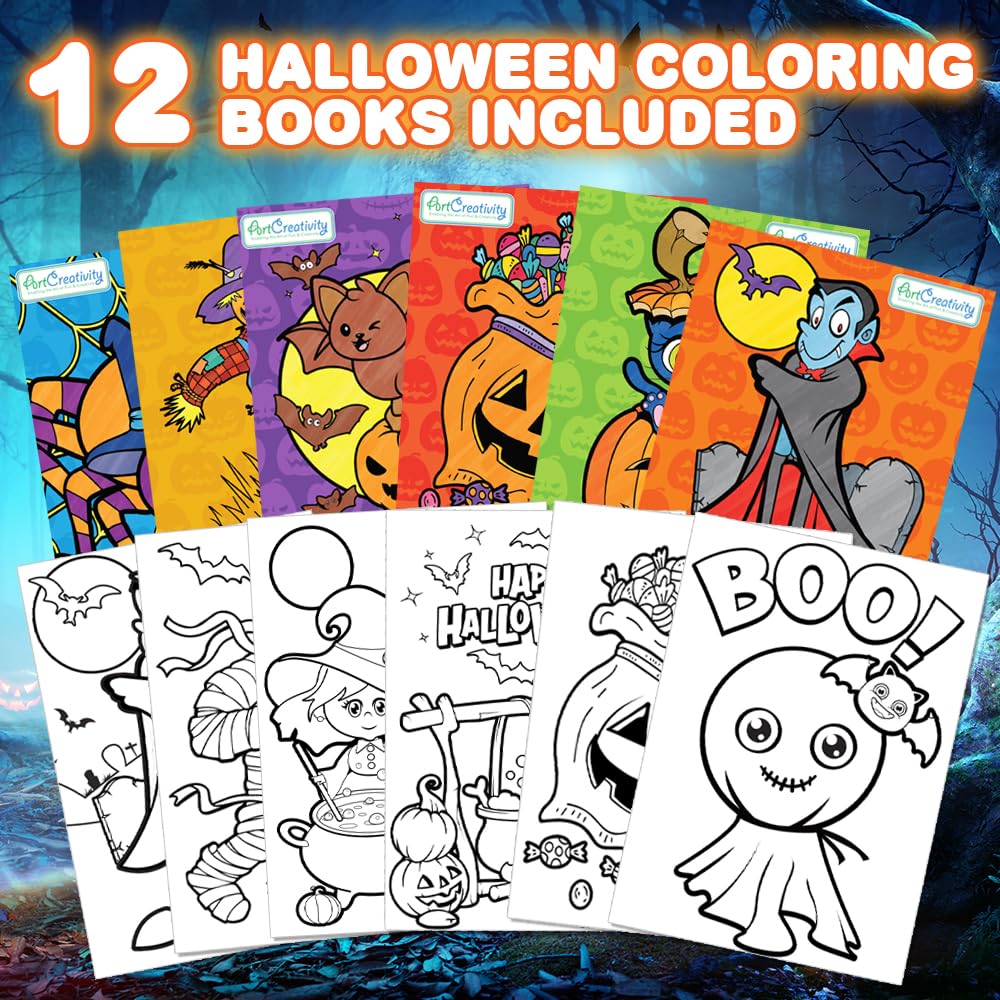 ArtCreativity 12 Pack Halloween Coloring Books Party Favors for Kids - Halloween Non-Candy Treats - Goodie Bag Stuffer Fillers - Boo Basket Stuffers - Halloween Treats for Kids