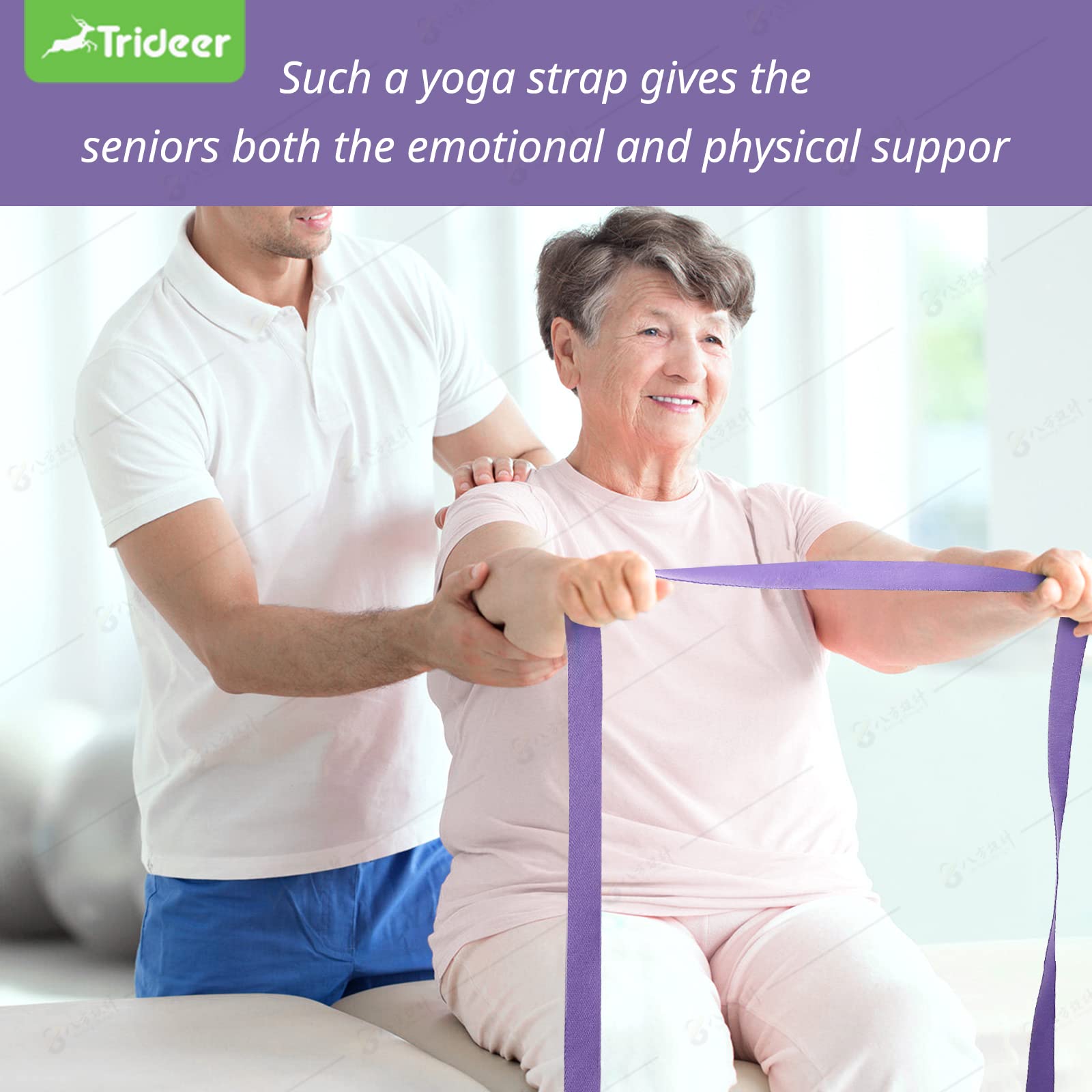 Trideer Yoga Strap Yoga Bands Yoga Strap for Stretching with Extra Safe Adjustable D-Ring Buckle, Non-Elastic Yoga Accessories for Yoga, Physical Therapy, Improves Sitting Posture for Women & Men