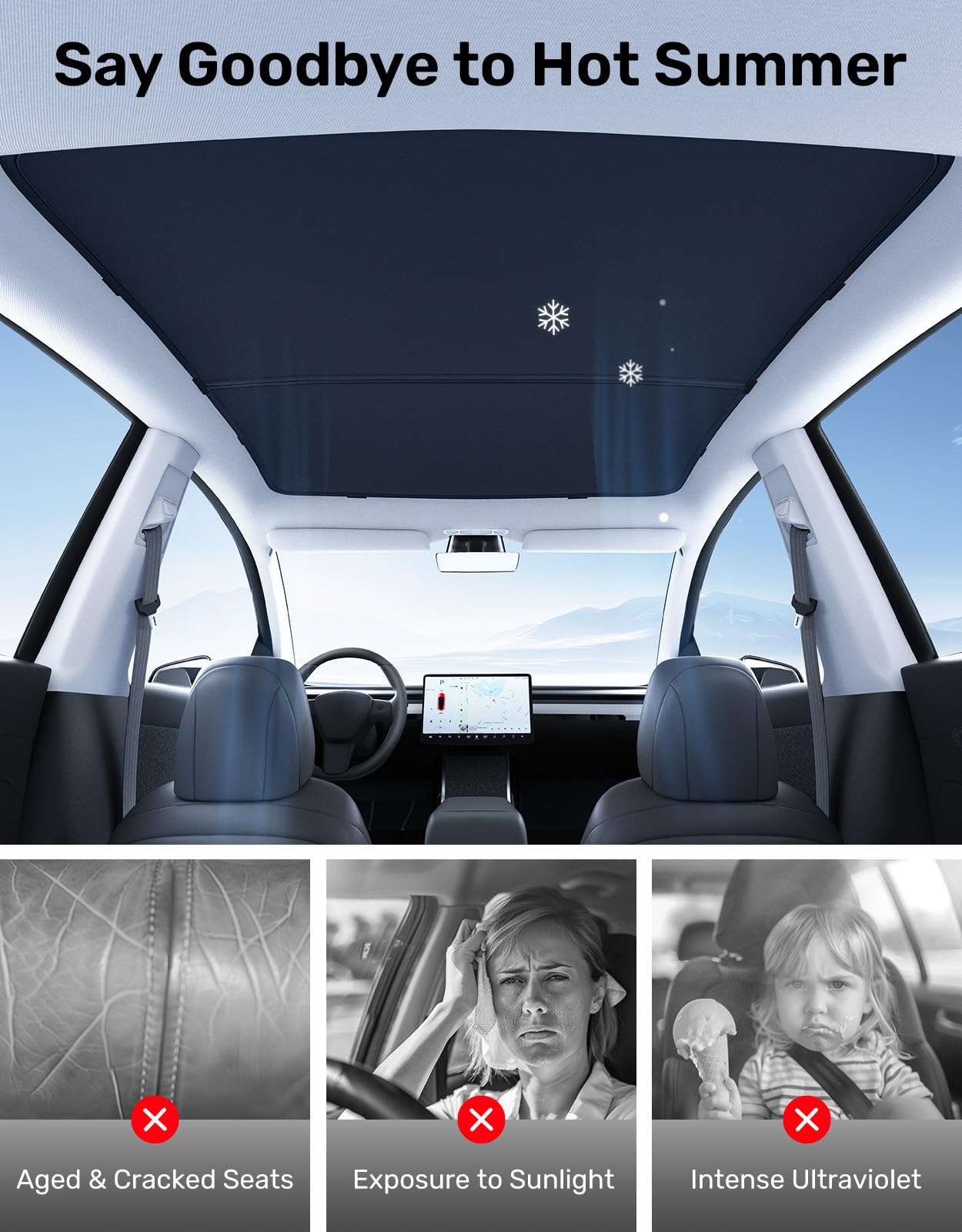 Zanch 2024 Upgrade Tesla Model Y Sunshade Roof [No-Sag, Sun Protection] [Magnetic No Gaps] Tesla Model Y Accessories 2024 Heat Insulation Foldable Roof Sun Shade for Model Y 2020-2024 - Gen 3 Black