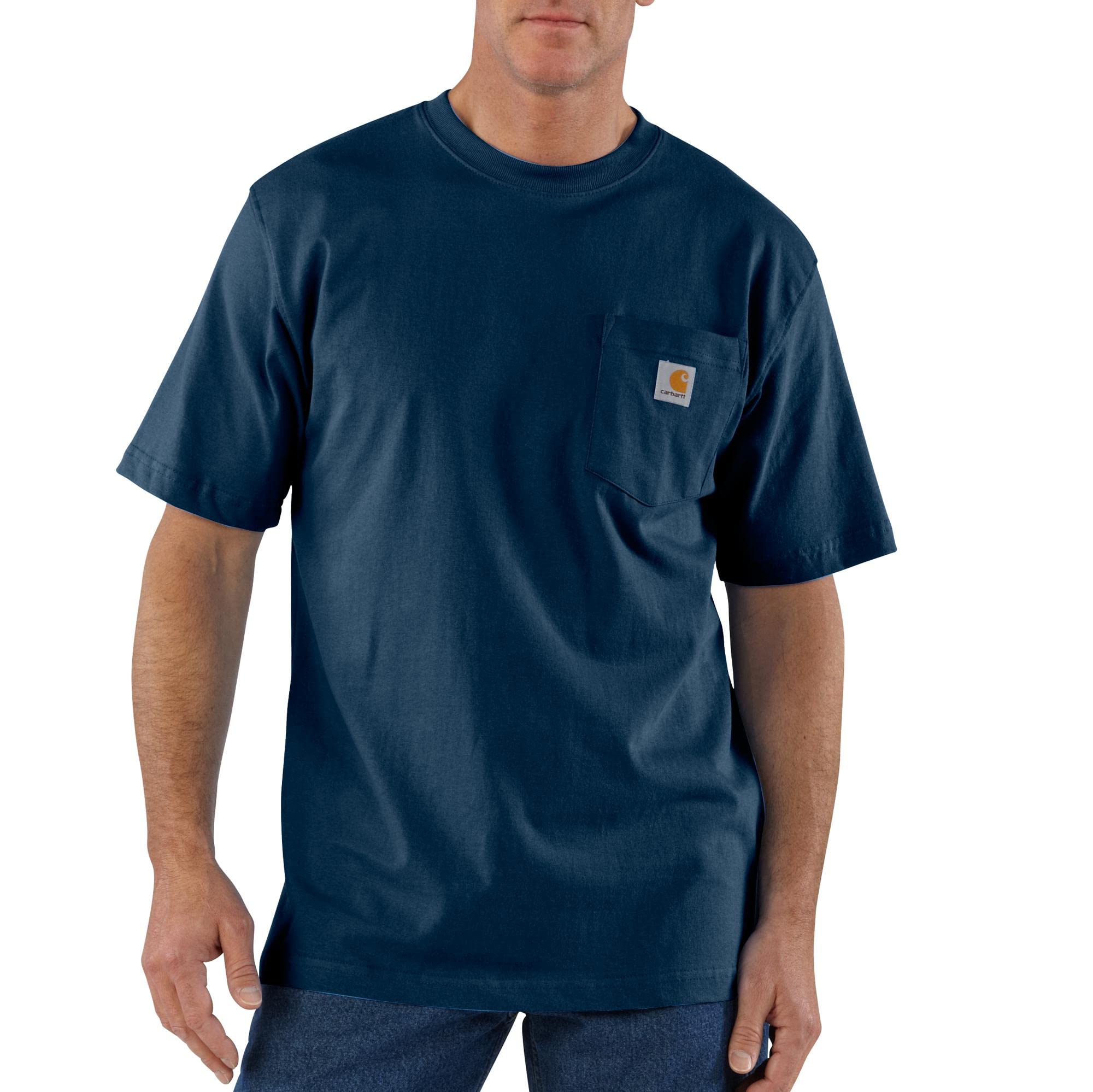 Carhartt Men's Loose Fit Heavyweight Short-Sleeve Pocket T-Shirt (Also Available in Big & Tall), Navy, Large