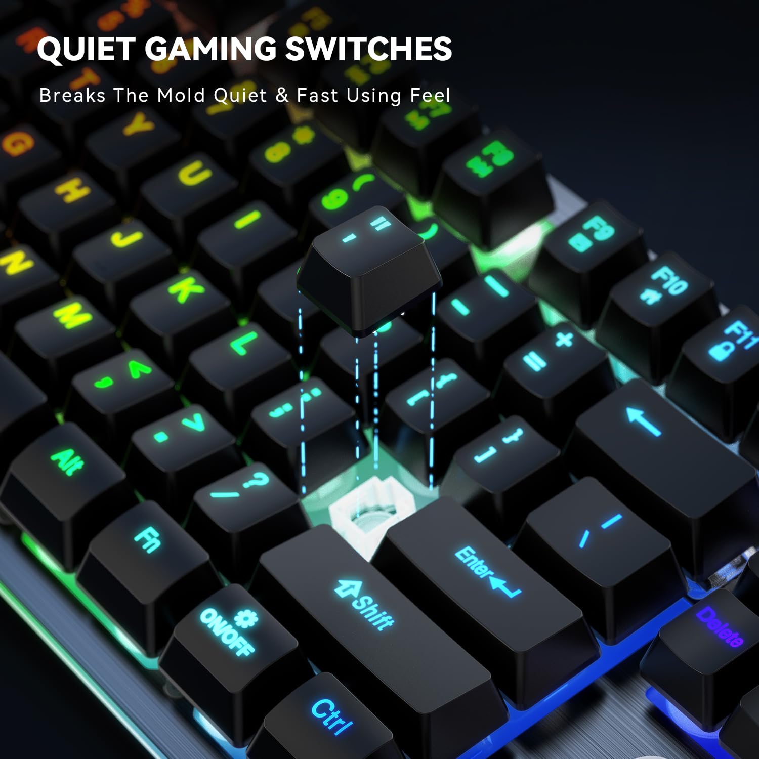 GEODMAER RGB Backlit Gaming Keyboard, 104 Keys Wired Gaming Keyboard, 8-Zone RGB Illumination, Metal Top Cover, Programmable Macro Full Size Gaming Keyboard for PC Laptop Mac Xbox