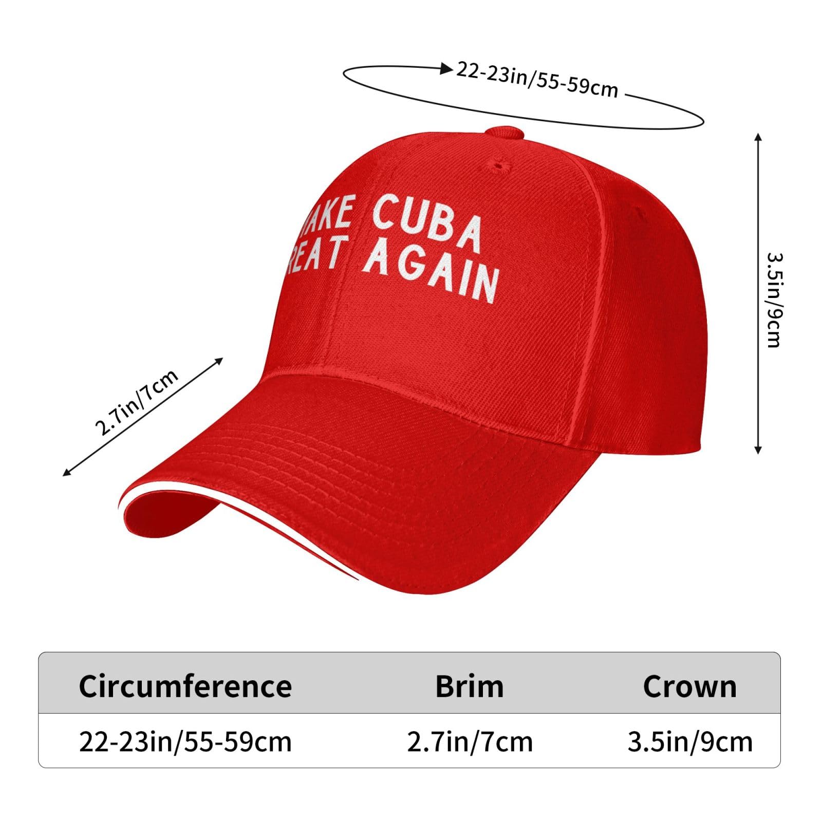 qwumub Make Cuba Great Again Baseball Caps Dad Hats Adjustable Trucker Hat for Men Women Red