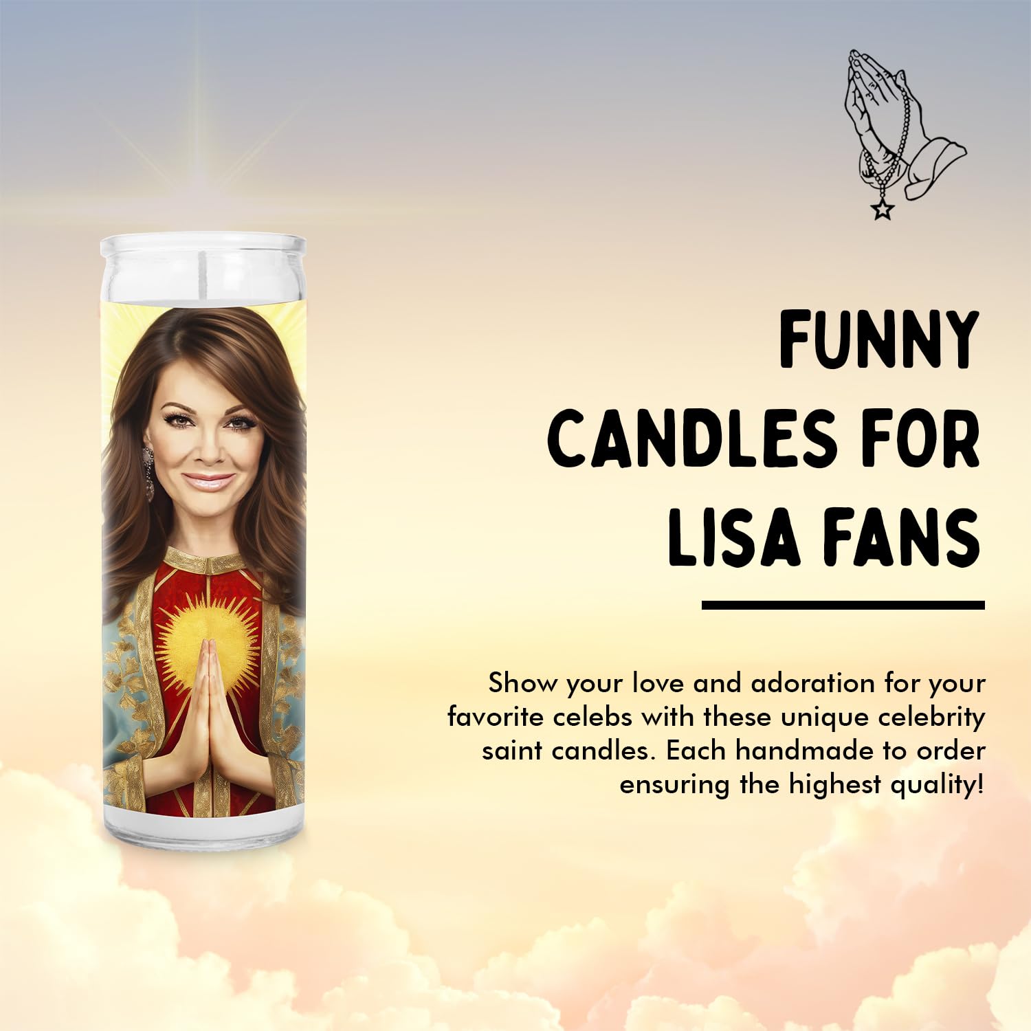 Lisa V Celebrity Candle - Saint Candle -Glass Votive Gift for Lisa Fans - Handmade in USA - Novelty Celebrity Gift