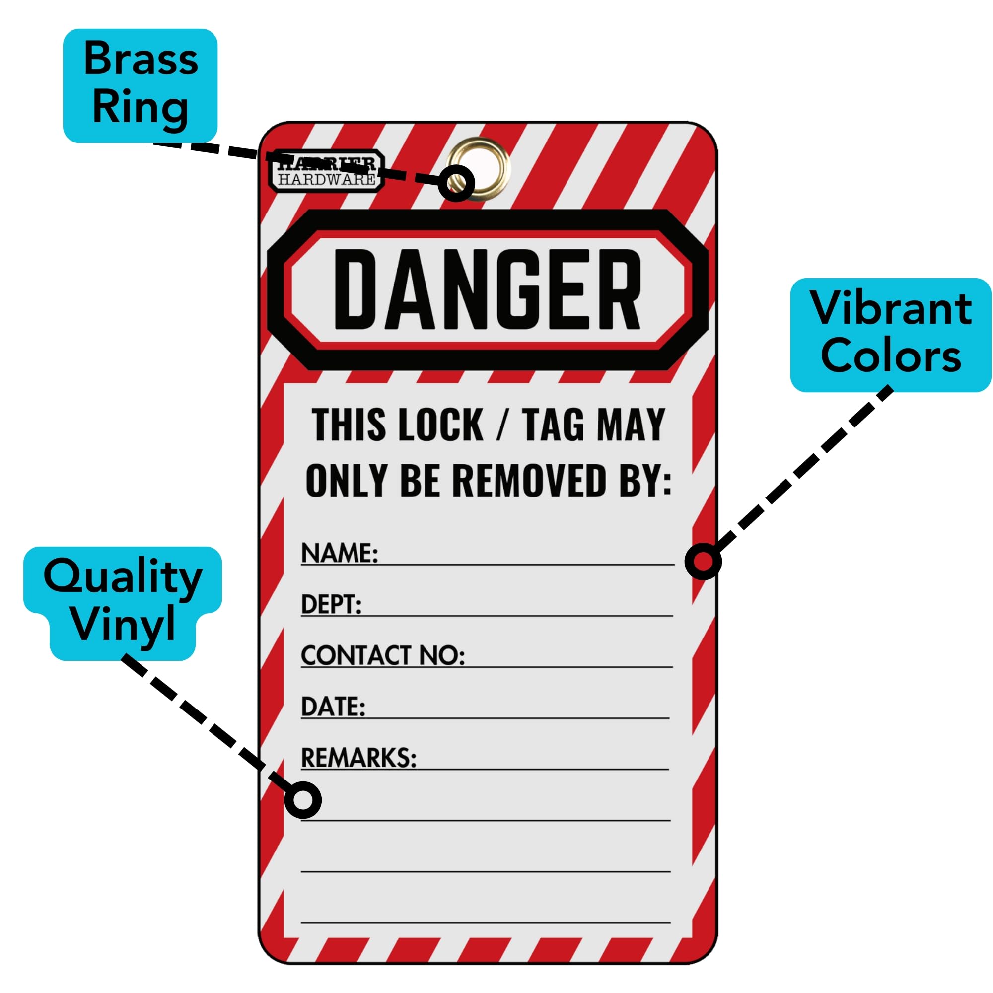 Harrier Hardware 40-Pack Lockout Tagout Tags, 3 x 5.5-inch, OSHA Compliant Lock Out Tags