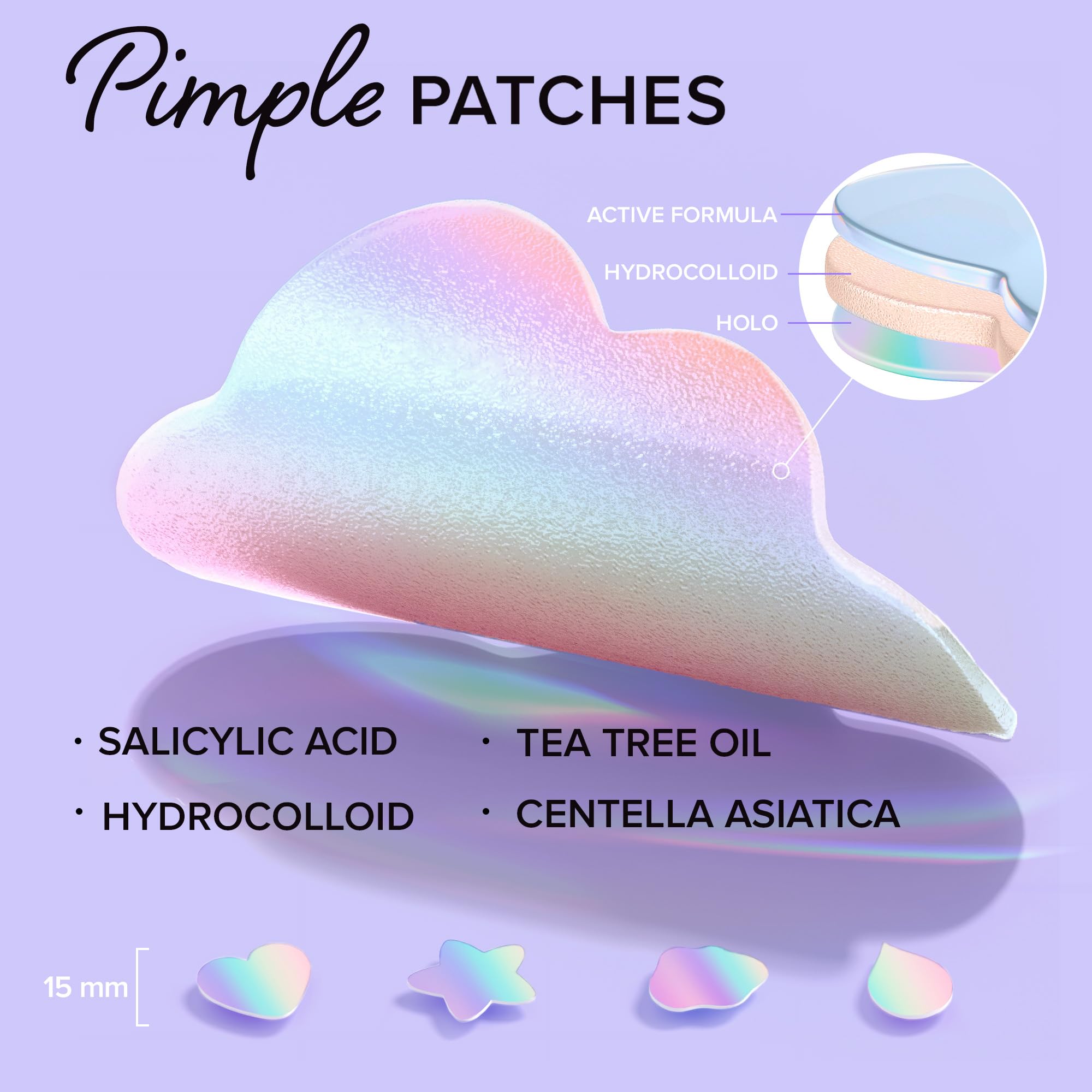 MAREE Star Pimple Patches for Face - Acne Patches - Natural Green Algae Extract & Tea Tree Oil - Hydrocolloid Pimple Patches Cute Pimple Patches Stars for Cover Zit Patches, Parches Para Acne 72 Patch