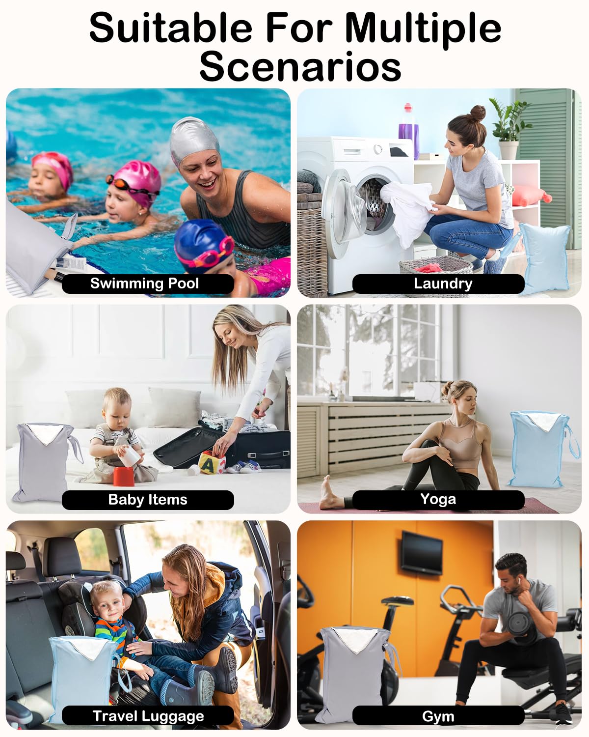 ALVA Waterproof Leakproof Wet Dry Bag 2-Pack | Reusable for Swim, Baby Clothes, Diapers & Travel 2LK02