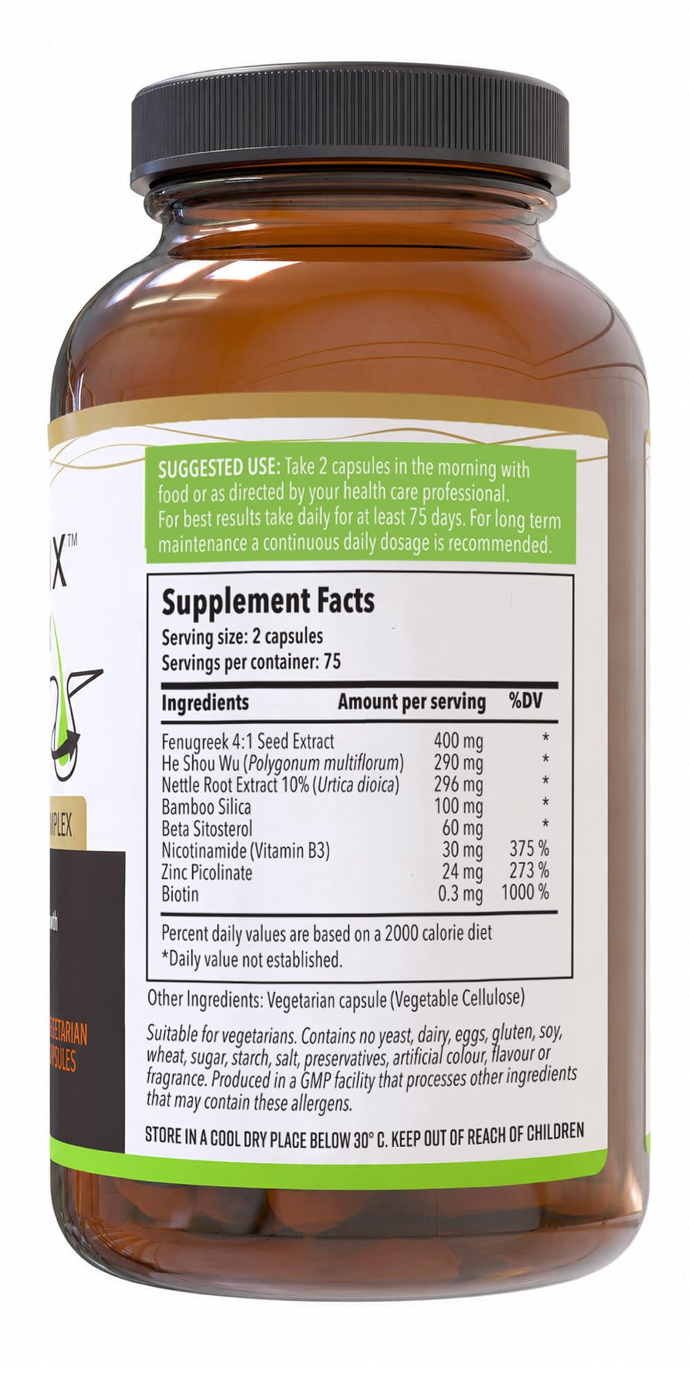Hairgenx for HER | 150 Herbal Capsules (75 Day Supply) | DHT Blocker for Thicker, Fuller Hair | Natural Herbal Hair Loss Supplement for Women | Gluten-Free, Vegan-Friendly