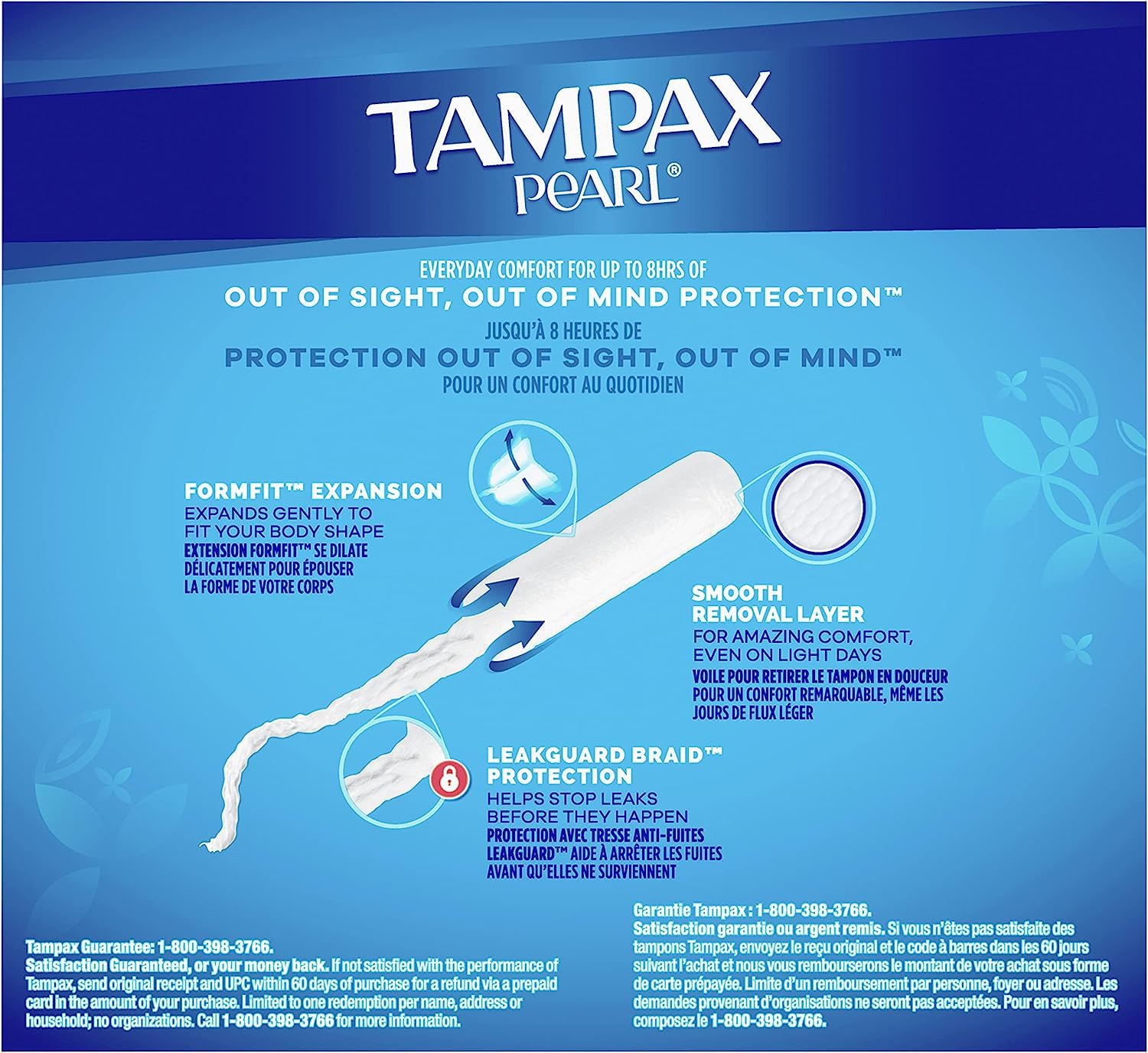 Tampax Pearl Tampons Multipack, Light/Regular/Super Absorbency, with Leakguard Braid, Unscented, 94 Count