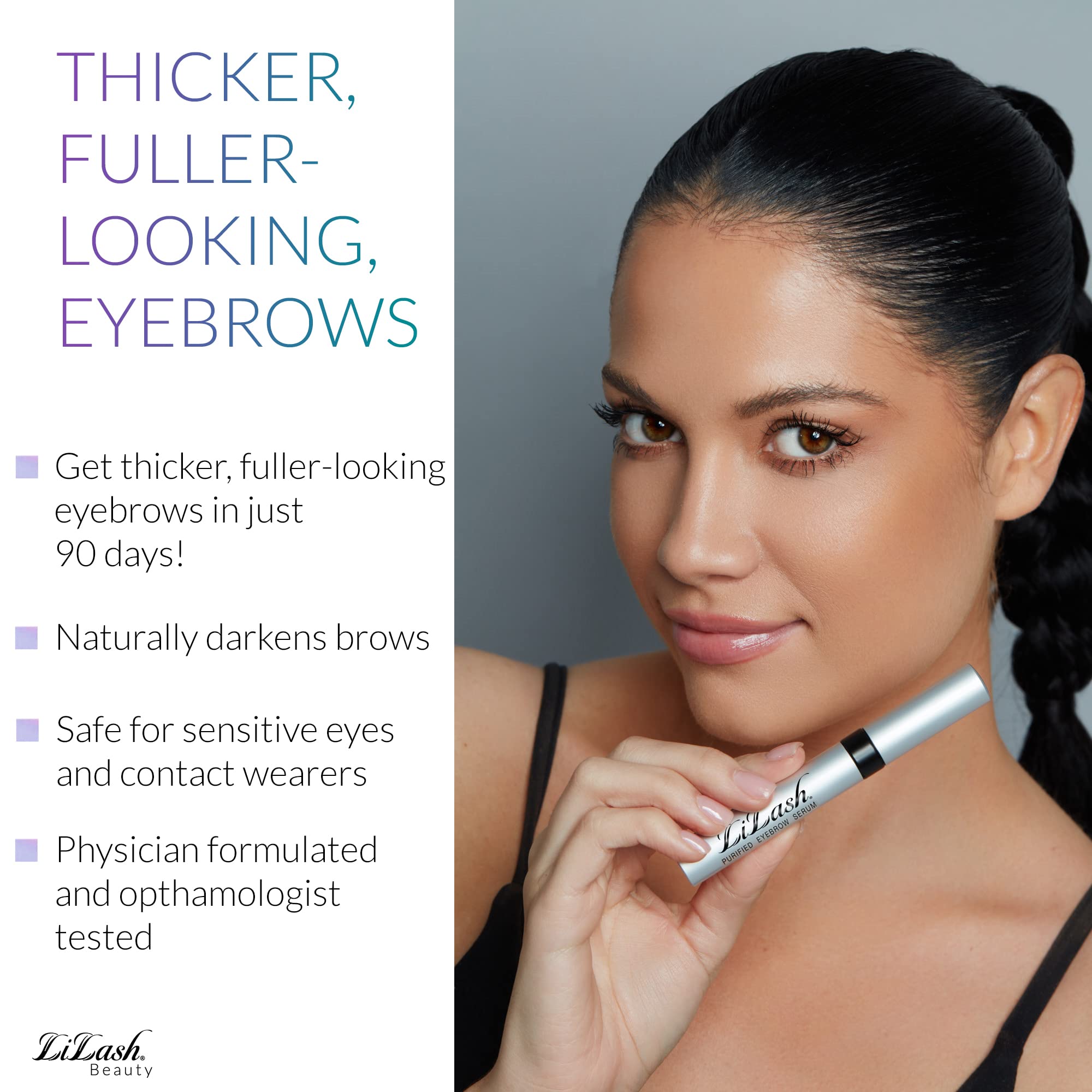 LiBrow Purified Eyebrow Physician-Formulated Serum for Fuller & Thicker Looking Eyebrows | Natural Eyebrow Enhancer Safe for Sensitive Skin | 90-Day Supply (3ml)