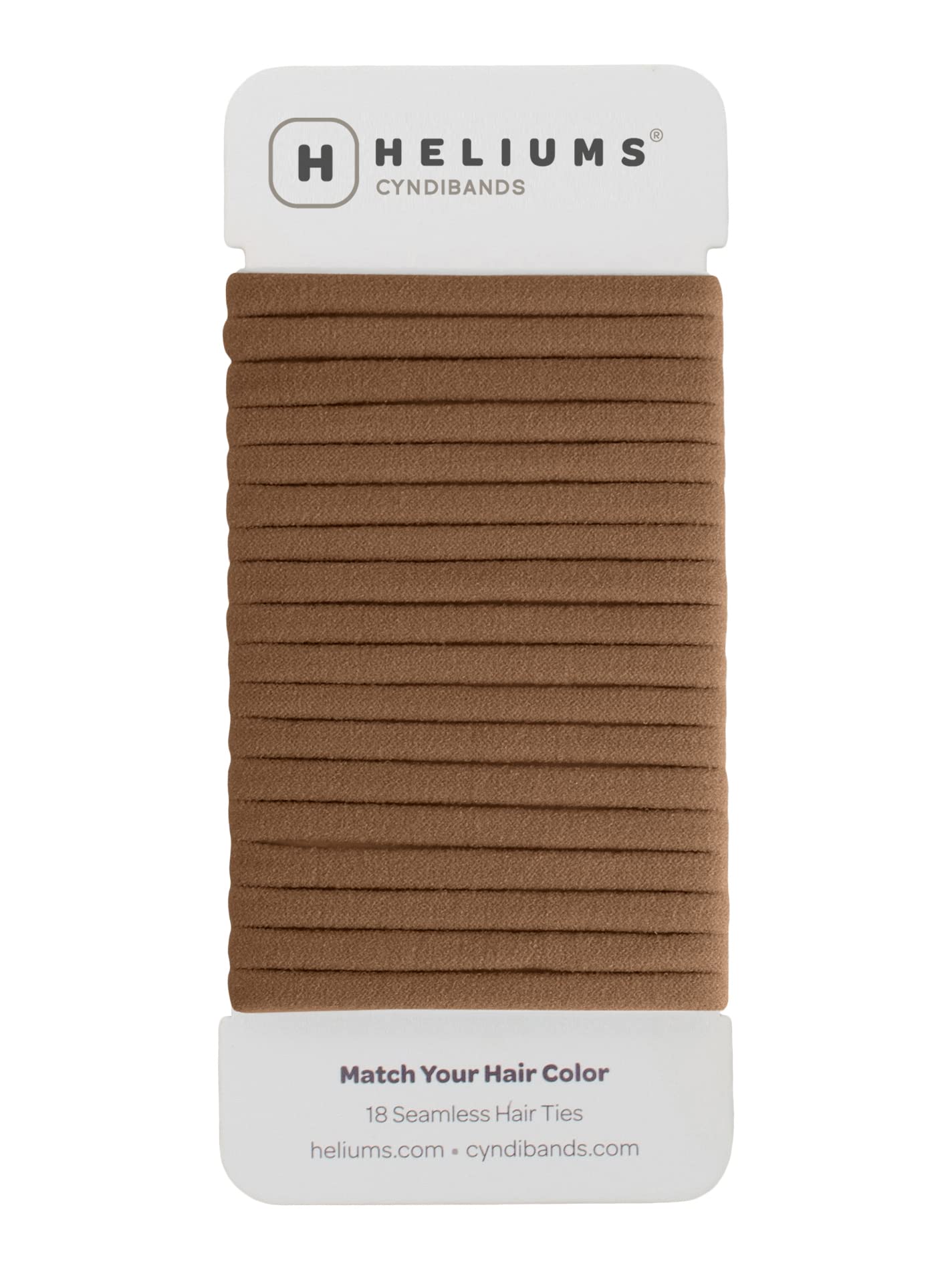 Heliums Seamless Hair Ties - Light Brown - Skinny 6mm No Damage Ponytail Holders, 1.75 Inch, Medium Hold for Thin to Normal Hair - 18 Pack