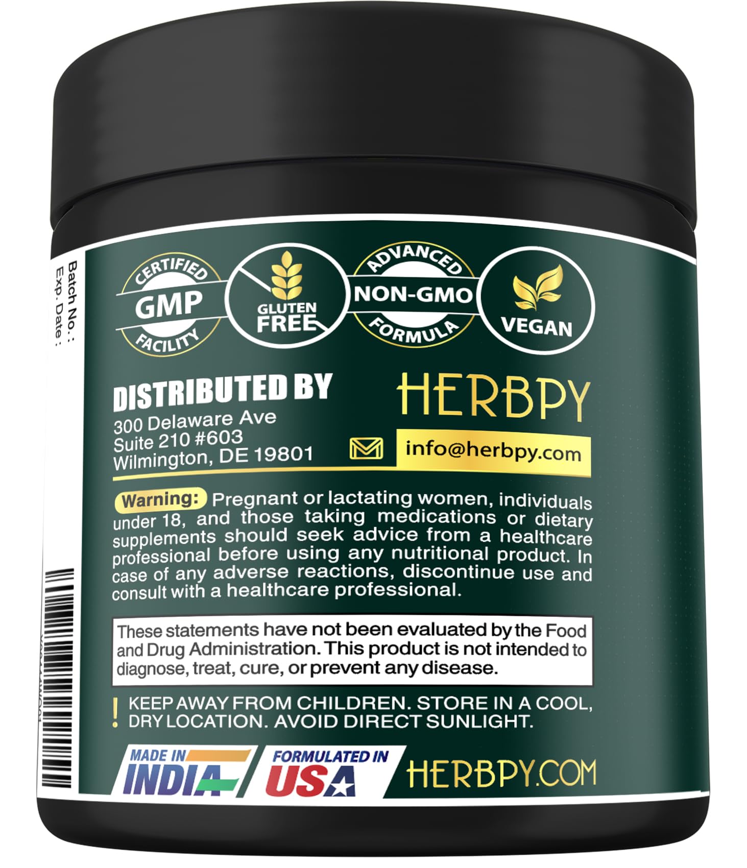 Herbpy Relaxation & Restful Night with Magnesium L-Threonate & Glycinate Supplement, Plus Vitamin D3, Ashwagandha Root & L-Theanine - Brain, Bone & Heart Health Support - 120 Vegan Capsules