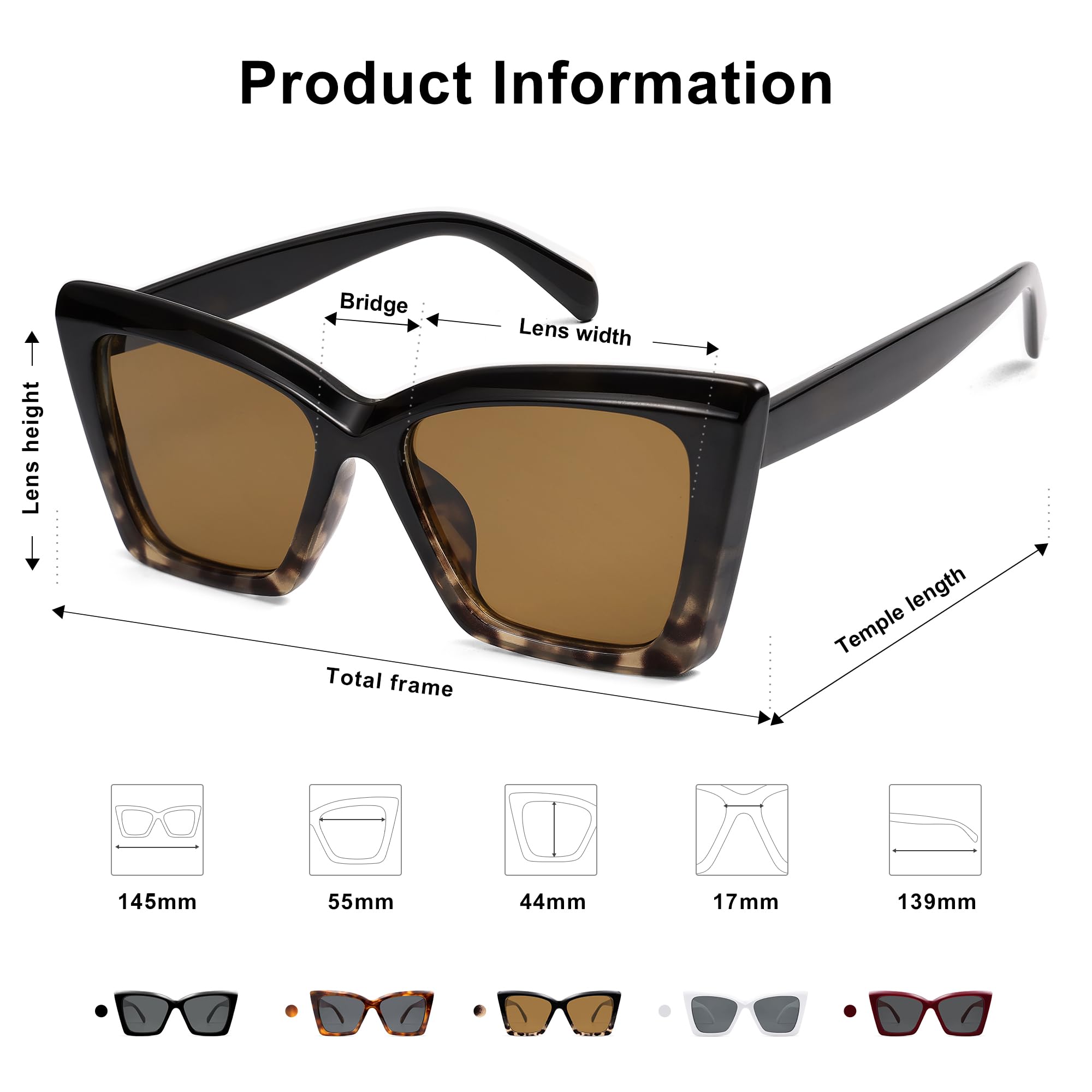 SOJOS Trendy Oversized Cateye Sunglasses Womens UV400 Large Designer Shades Lentes De Sol Para Mujer SJ2347, Black Gradient Tortoise/Brown