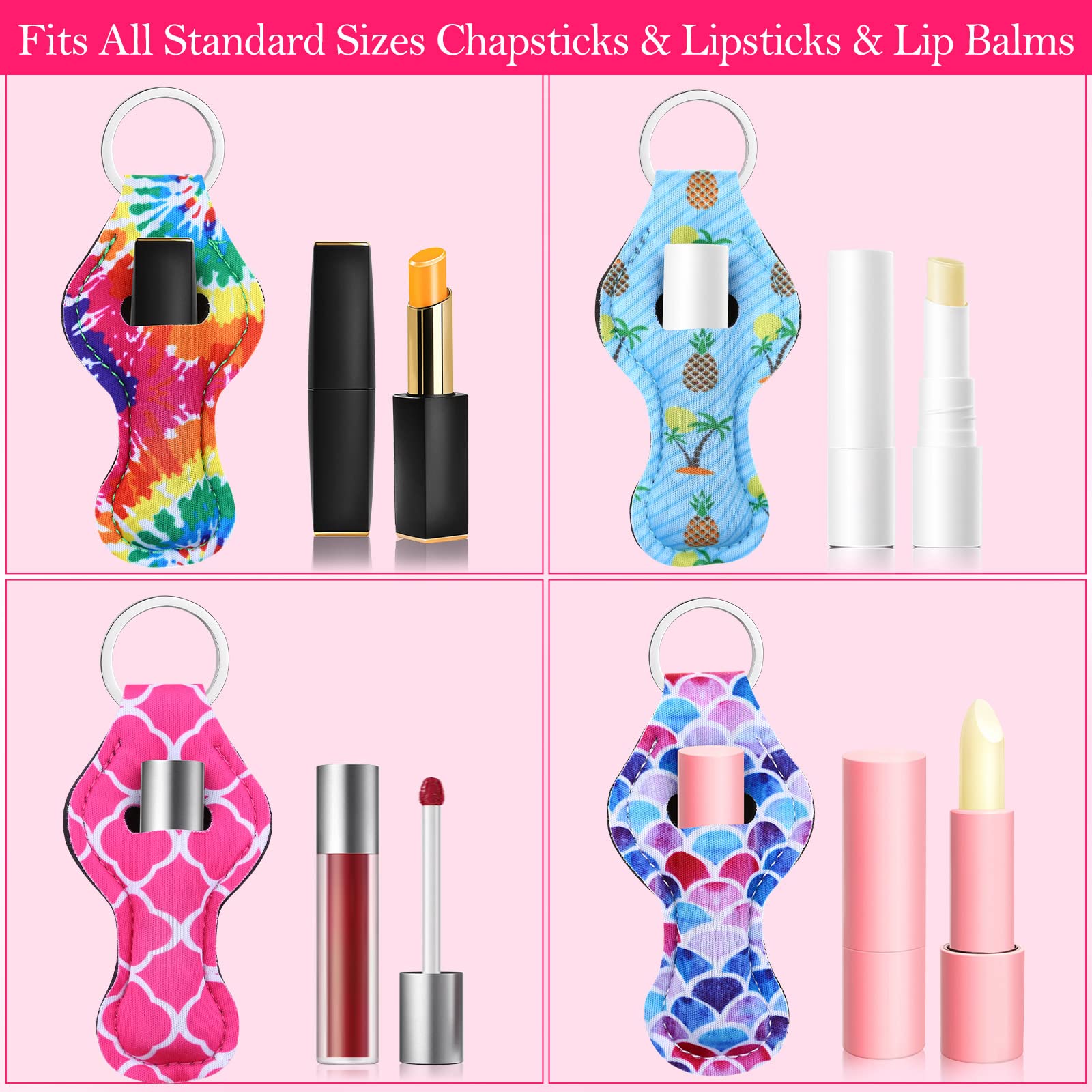 Cludoo 30Pcs Chapstick Holder Keychain Bulk, Chapstick Lip Balm Lipgloss Lipstick Holder Keychains for Lipstick, Chapstick, Lip Balm, lanyards, 30 Vibrant Colors