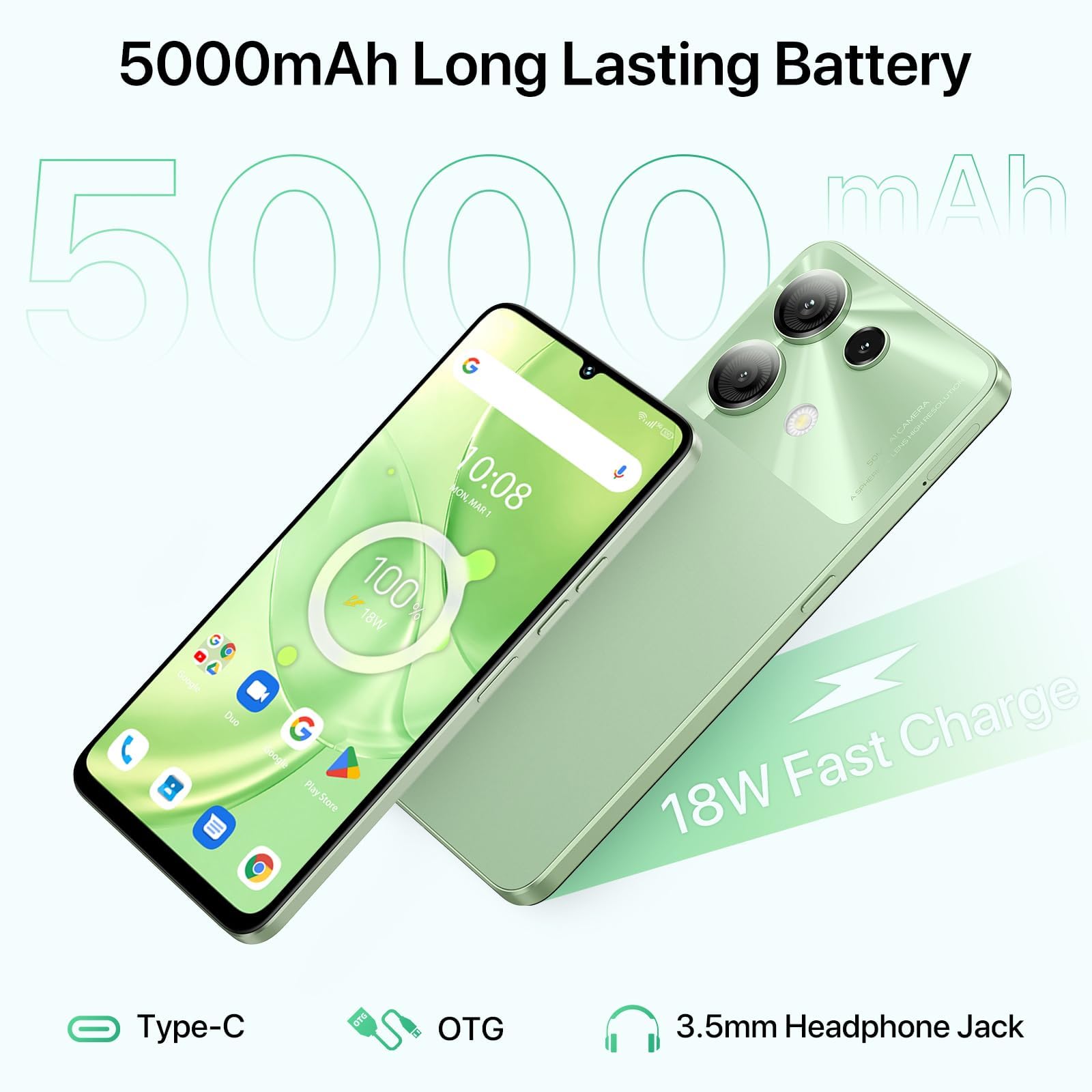 UMIDIGI G9 5G Cell Phone, Android 14 Unlocked Phones, 12(6+6) GB +128GB/1TB TF Expand, 5G Dual SIM, 50MP Camera, 6.75" HD+ 90Hz Display, AI Face & Fingerprint Unlock, 5000mAh Android Phone Green