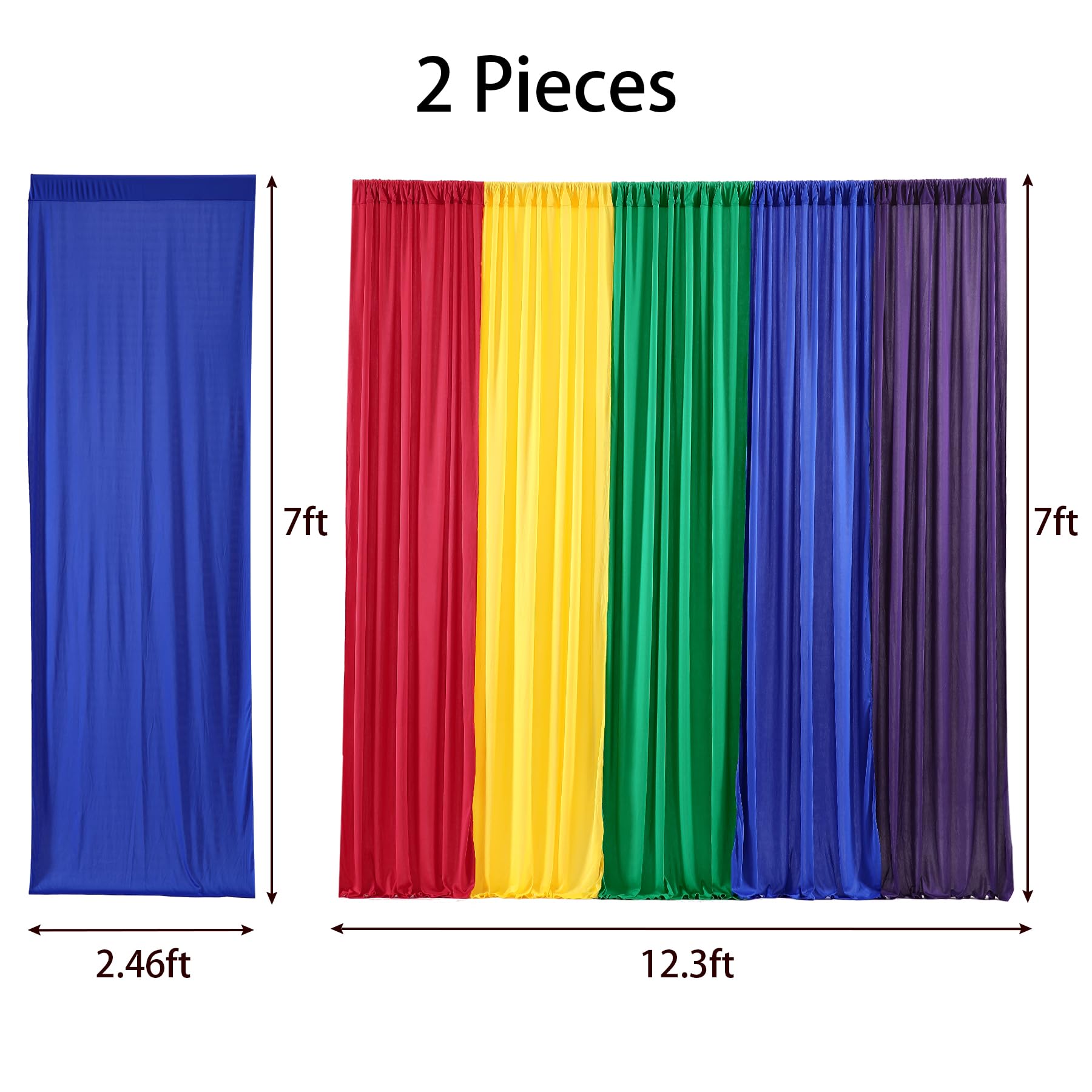 Rainbow Backdrop Curtains 25ft ×7ft Rainbow Birthday Decorations for Unicorn Birthday Party Baby Shower Girl Decorations 10 Panels