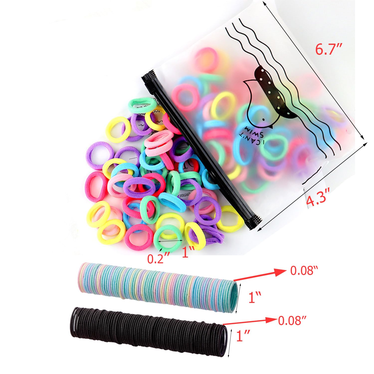 300 Pack Hair Ties BEoffer Baby Toddlers Girls Elastics Hair bands Black Colorful Small Rubber Bands Ponytail Pigtails Holders Not Harm to Hair (Color B)