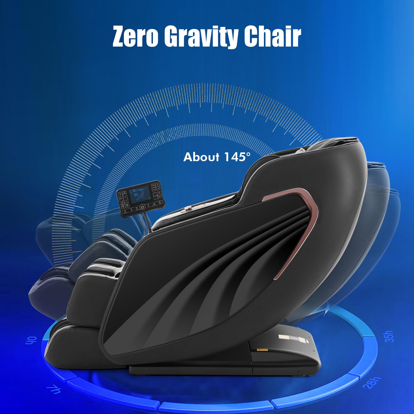 Luxury 4D Zero Gravity Full Body Massage Chair with SL-Track Technology, Back & Calf Heating, Foot Rollers, and Adjustable Recline, Full Body Airbags Compression Massage (Black)