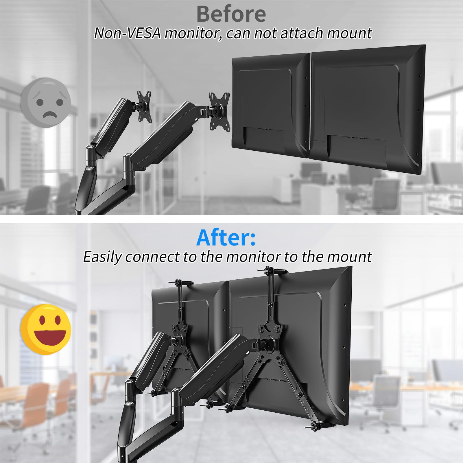 MOUNTUP Dual VESA Monitor Mount Adapters, Universal Non-VESA Mounting Adapter Kits for 19 to 32 Inch Computer Screens, Max Load 17.6lbs VESA Adapters, 2 Packs
