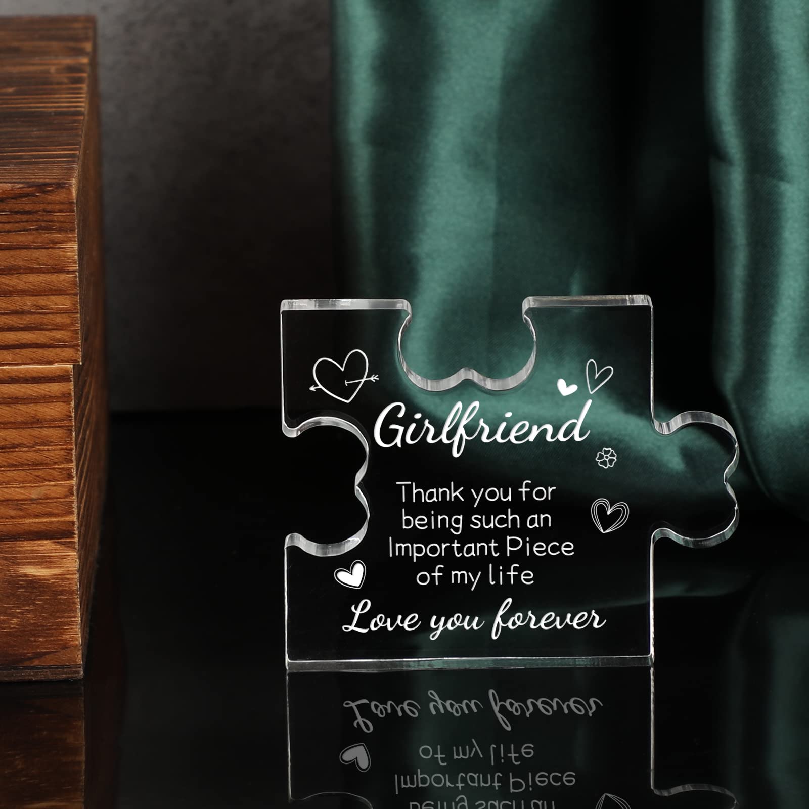 Funnli for Girlfriend Her Acrylic Puzzle Plaque - Anniversary Birthday Gift for Her - Girlfriend Birthday Gifts Wedding Card Gifts for Girlfriend 3.35 x 2.76 Inch Desk Decorations