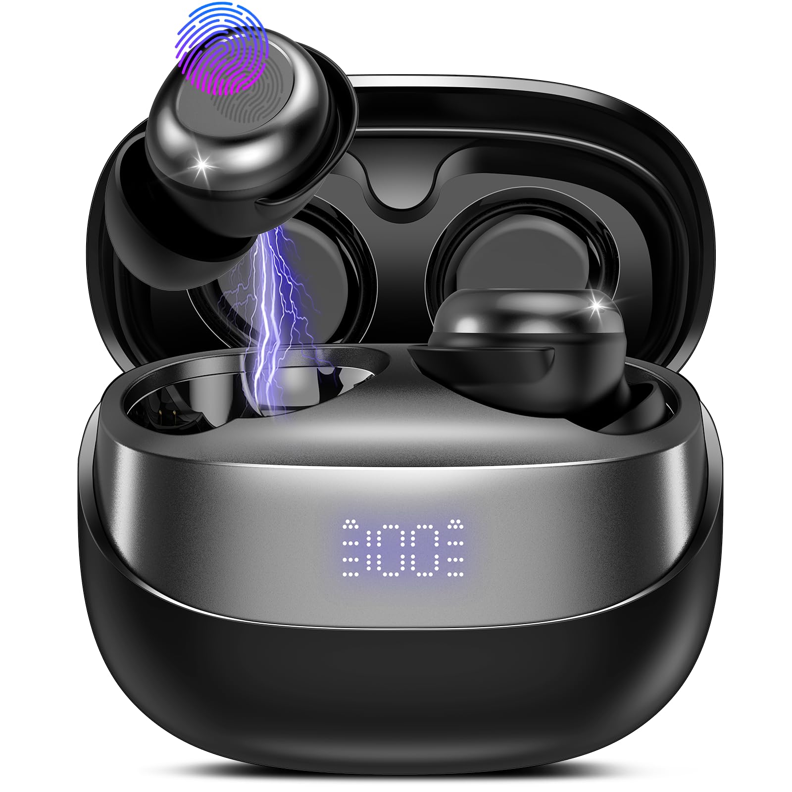 DUSONLAP Sleep Earbuds Bluetooth 5.4 in Ear Light-Weight Headphones, Mini Sleep Headphones Small Design for Side Sleepers, 47H Playtime with Charging Case, Clear Calls Earphones, Black