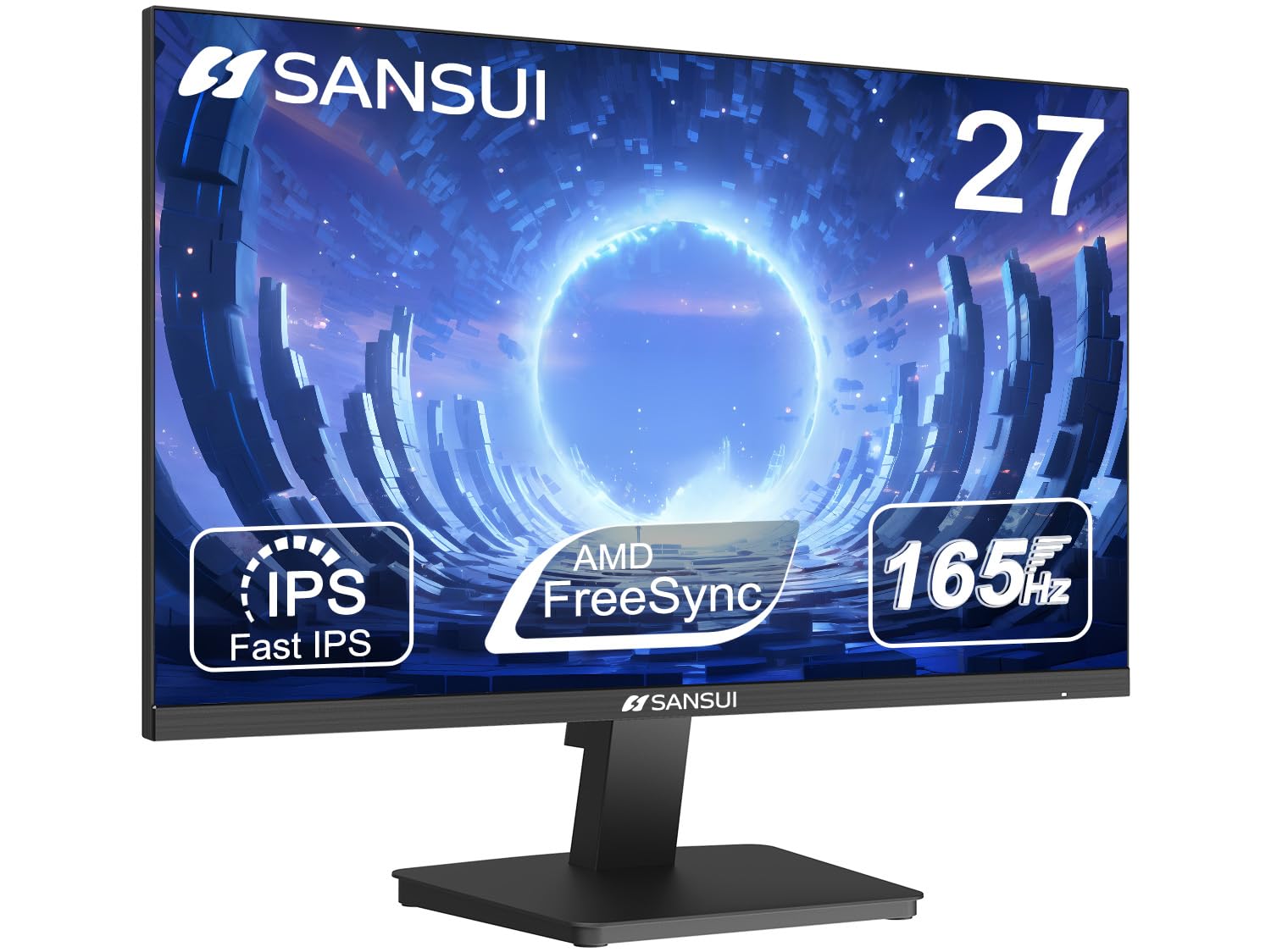 SANSUI Gaming Monitor 27 inch 165Hz 1ms PC Gaming Computer Monitor -FHD 1080P丨AMD FreeSync丨2 x HDMI 2.0丨1 x Display Port 1.4丨IPS丨Blacklevel Adjust丨VESA Compatible,Black (ES-G27F2)