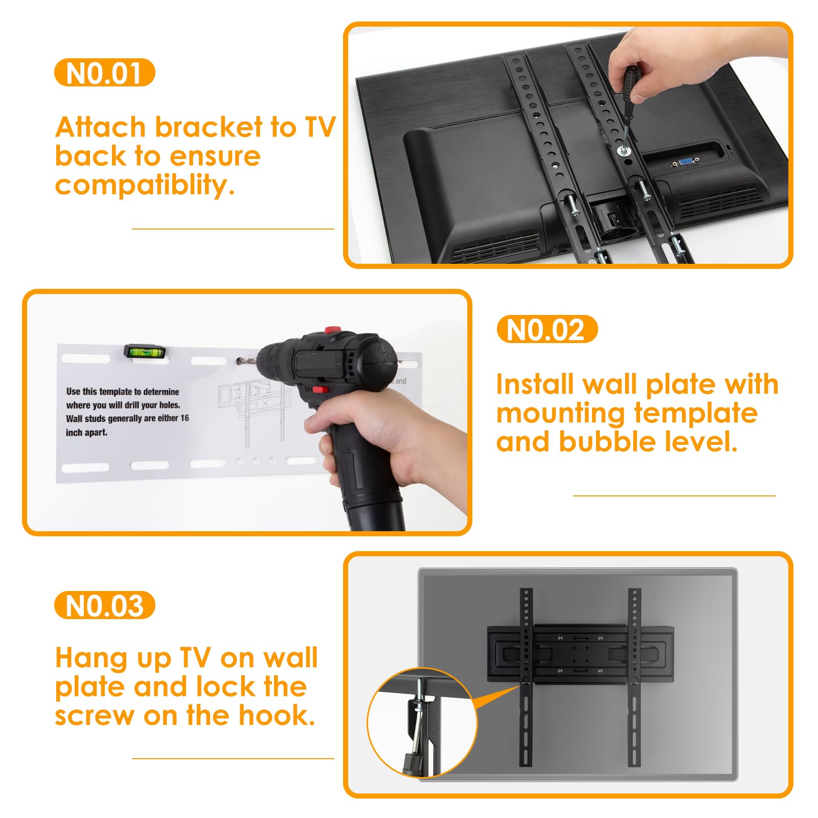 SweeEase 6 Arms TV Wall Mount for 26-65 inch, Full Motion Up Down Swivel Tilt Level Retractable TV Bracket for Flat Curved Max 110 lbs Max VESA 400x400mm TV, 8"-16"Wood Stud Articulating TV Wall Mount
