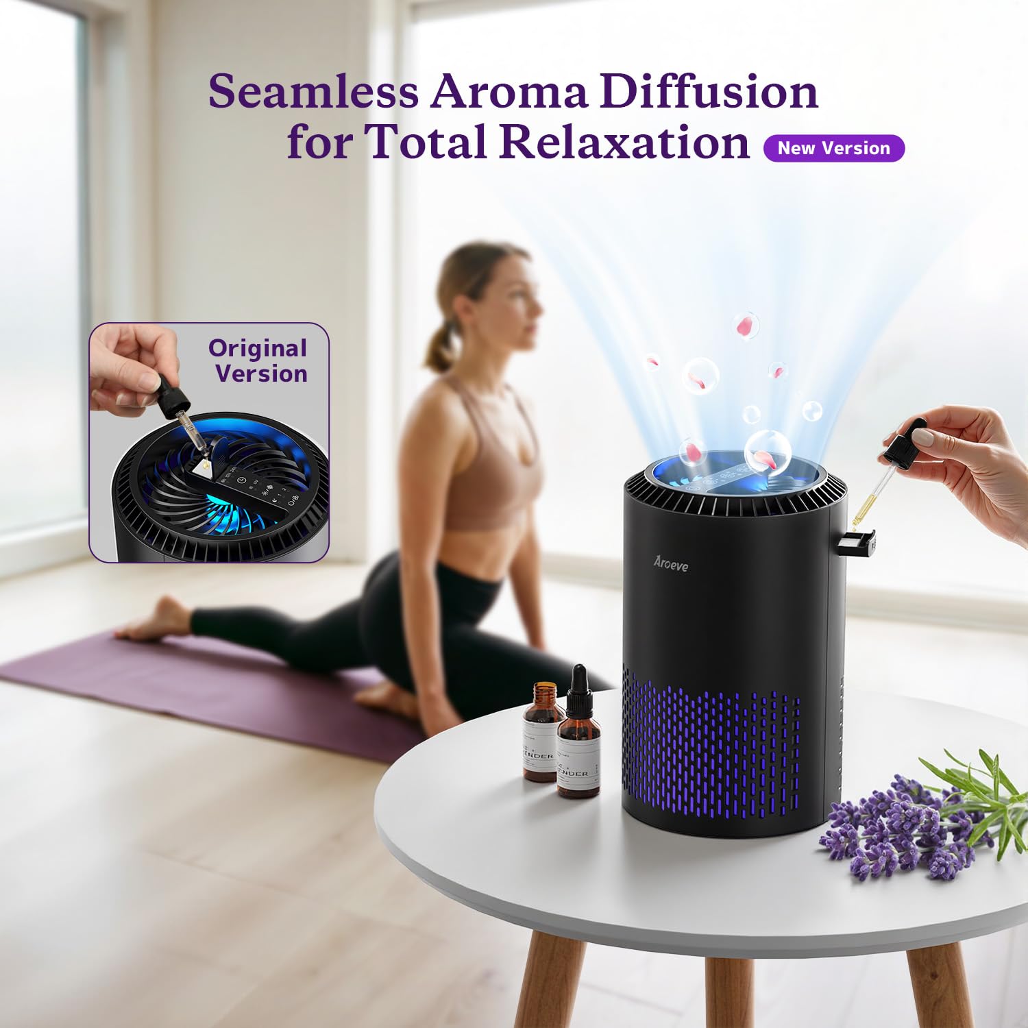 AROEVE Air Purifiers for Bedroom Home, Air Purifier For Smoke Pollen Dander Hair Smell Air Cleaner with Sleep Mode Speed Control For Bedroom Office, MK01- Black(Available for California)