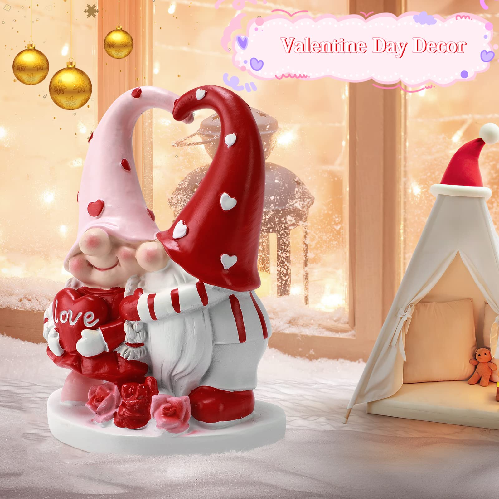 Zonling Valentines Day Gnomes Decor - Valentine Gnome Figurines Decorations for Home Table Ornaments Sweet Valentines Day Gifts for Him Her