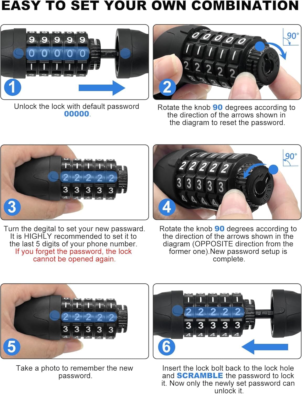 NDakter Bike Locks, 4 Feet Bike Lock Cable, High Security 5 Digit Resettable Combination Coiling Bicycle Lock Scooter Lock, Heavy Duty Anti Theft Cable Locks with Mounting Bracket