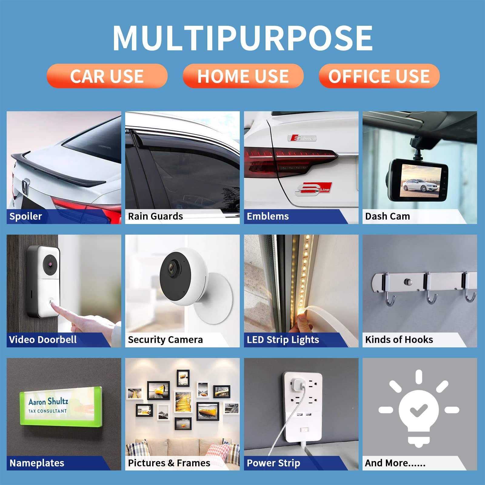 PHIXBEAR Super Strong Adhesion, Heavy Duty Double Sided Tape, Waterproof for Indoor & Outdoor Use, Multipurpose Automotive Wall Mounting Foam Adhesive (0.6in×30ft), 2 Rolls