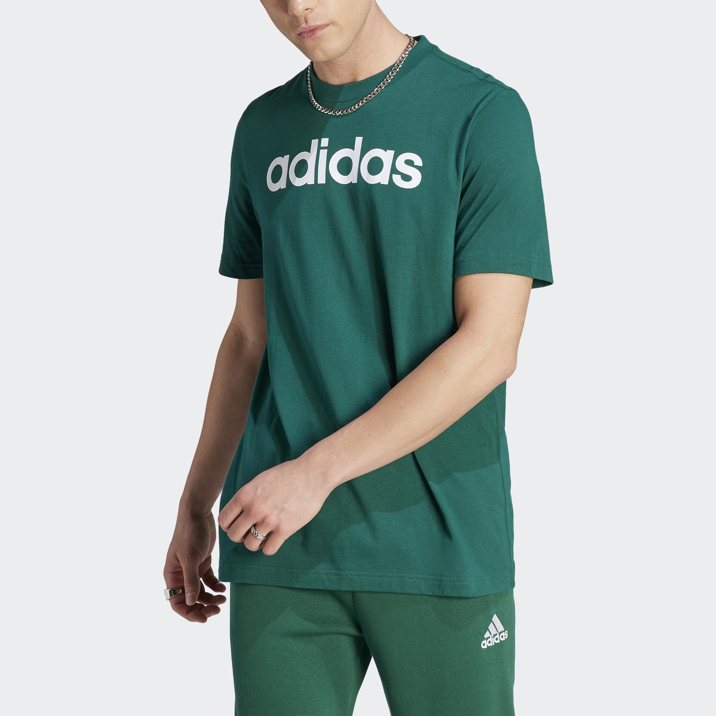 adidas Men's Size Essentials Single Jersey Linear Embroidered Logo T-Shirt Legacy, Collegiate Green/Green, 3X-Large Tall