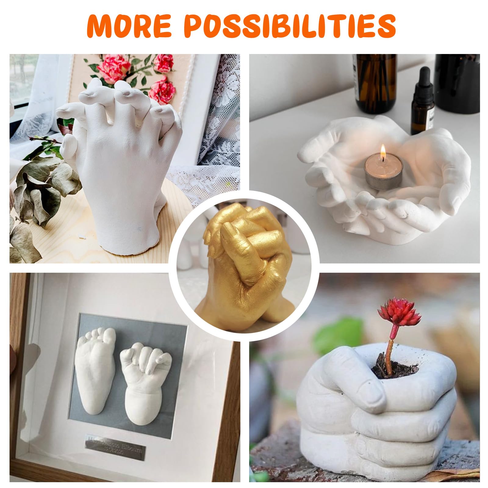 HTVRONT Hand Casting Kit Couples - Plaster Hand Mold Casting Kit with Practice Kit, Gifts for Women & Men Sculpture Hand Molding Kit, Birthday Wedding Valentines Day Gift - for Her & Him