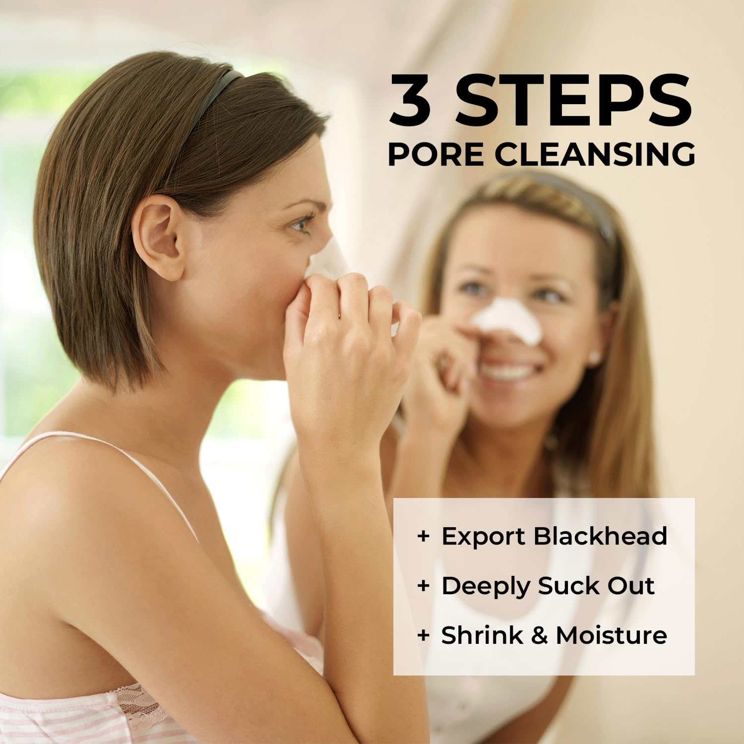 Nose Strips Blackhead Remover - Deep Cleansing Charcoal Nose Pore Strips for Effective Pore Treatment and Blackhead Extraction, Clear Blackhead 3-Step Kit, Pore Melting&Soothing Sheets(5 pack)