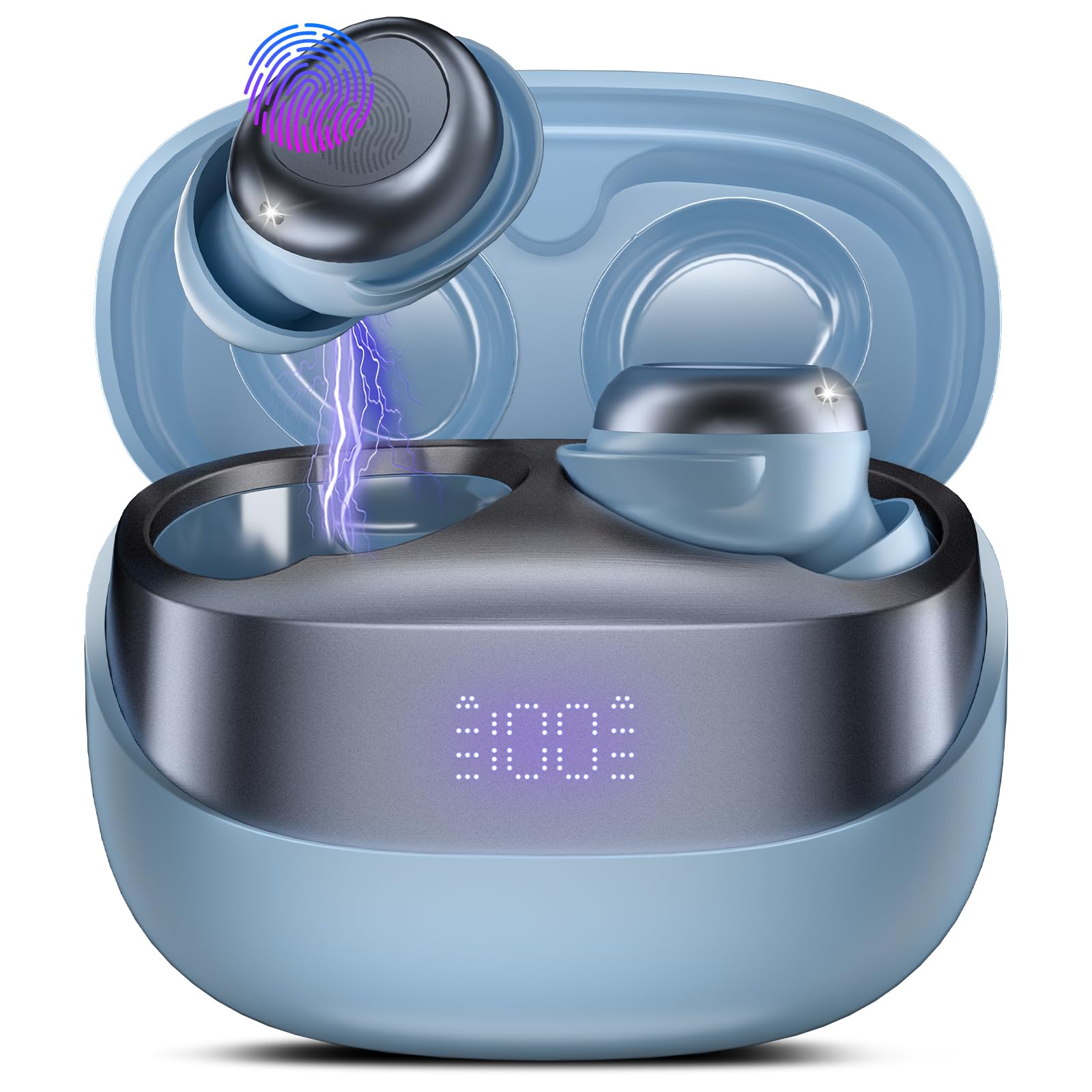 DUSONLAP Sleep Earbuds Bluetooth 5.4 in Ear Light-Weight Headphones, Mini Sleep Headphones Small Design for Side Sleepers, 47H Playtime with Charging Case, Clear Calls Earphones, Blue