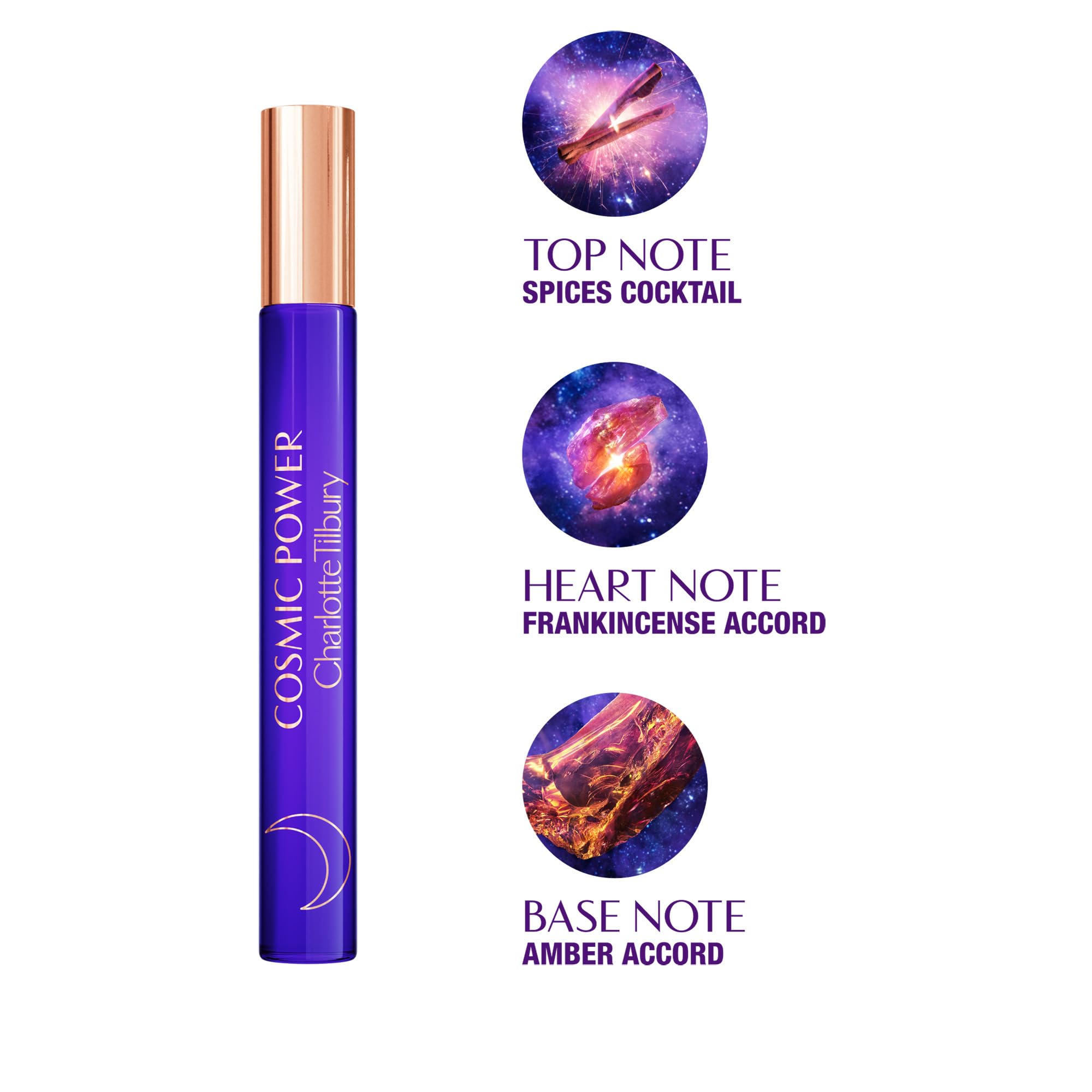 Charlotte Tilbury Cosmic Power Eau De Parfum - Emotion-Boosting Amber Perfume Enriched with Naturally-Derived Oils - Long-Lasting Scent with Notes of Frankincense Accord, Cinnamon & Clove Oil (10ml)