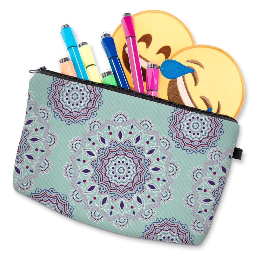 Deanfun Cosmetic Bag for Women, Mandala Flowers Waterproof Makeup Bags Roomy Toiletry Pouch Travel Accessories Gifts (51456)